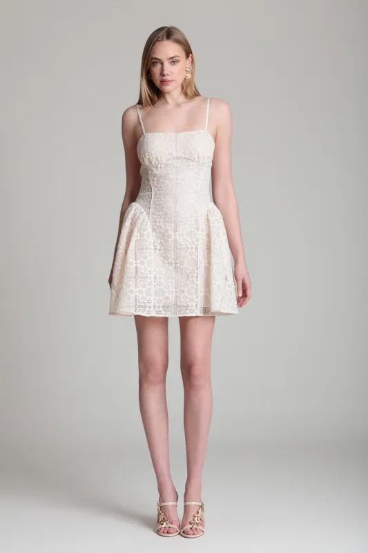 Cotton Tile Embroidered Mini Dress made by Avec Les Filles