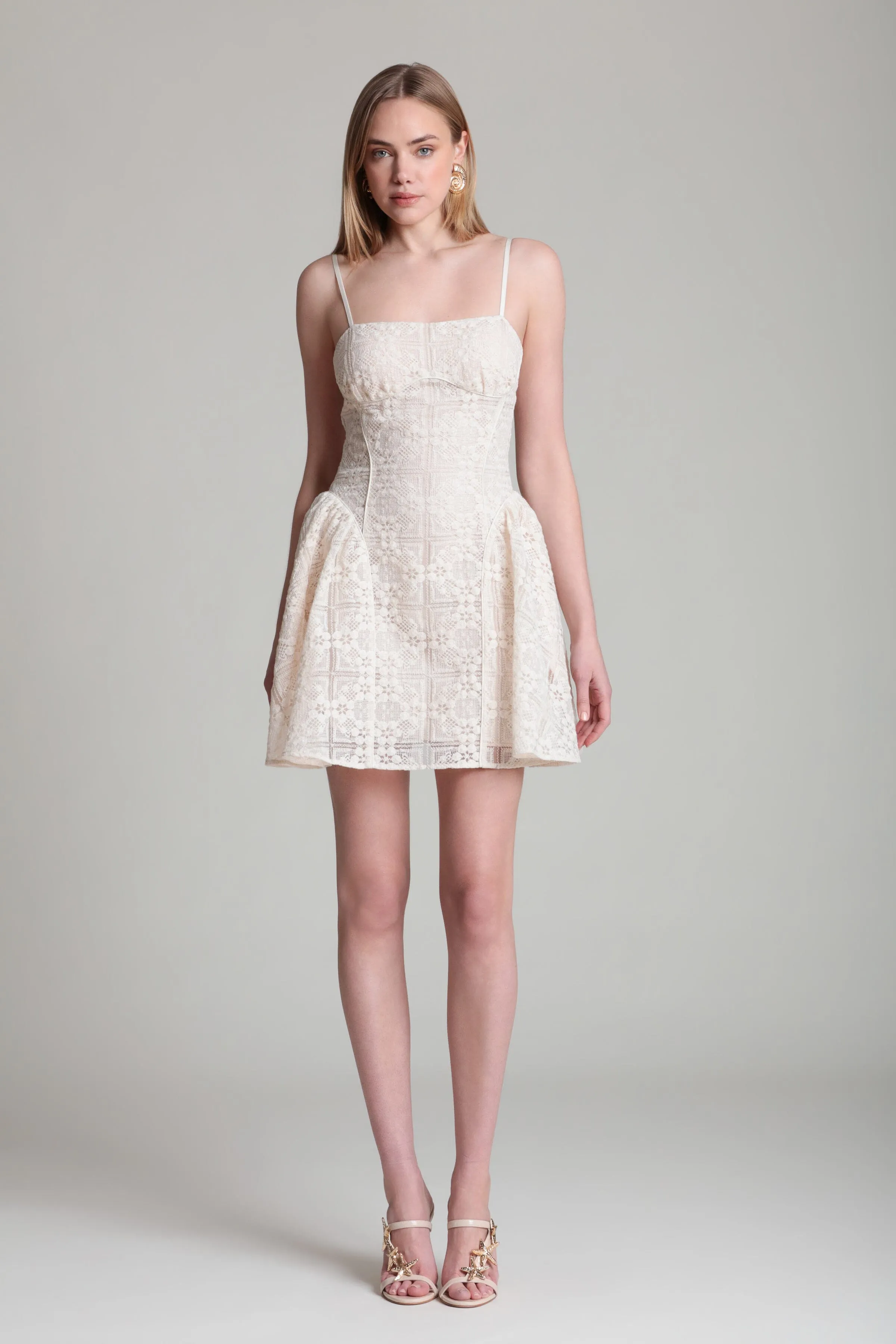 Cotton Tile Embroidered Mini Dress sold by Avec Les Filles