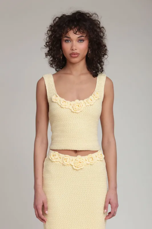 Cotton Blend Rosette Crochet Tank Top made by Avec Les Filles