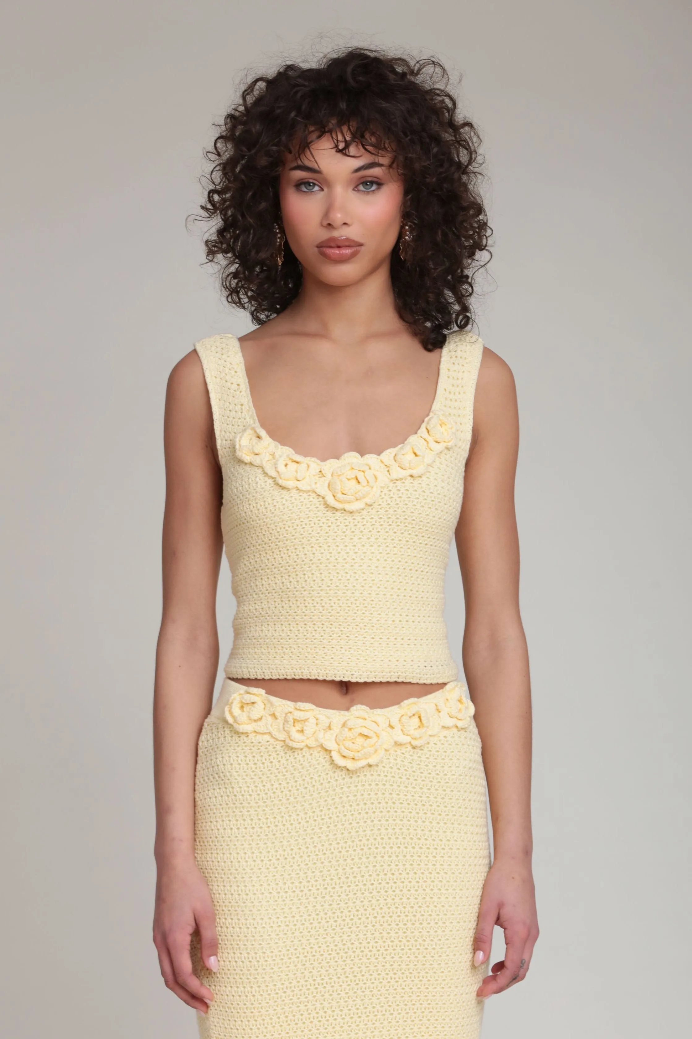 Cotton Blend Rosette Crochet Tank Top sold by Avec Les Filles