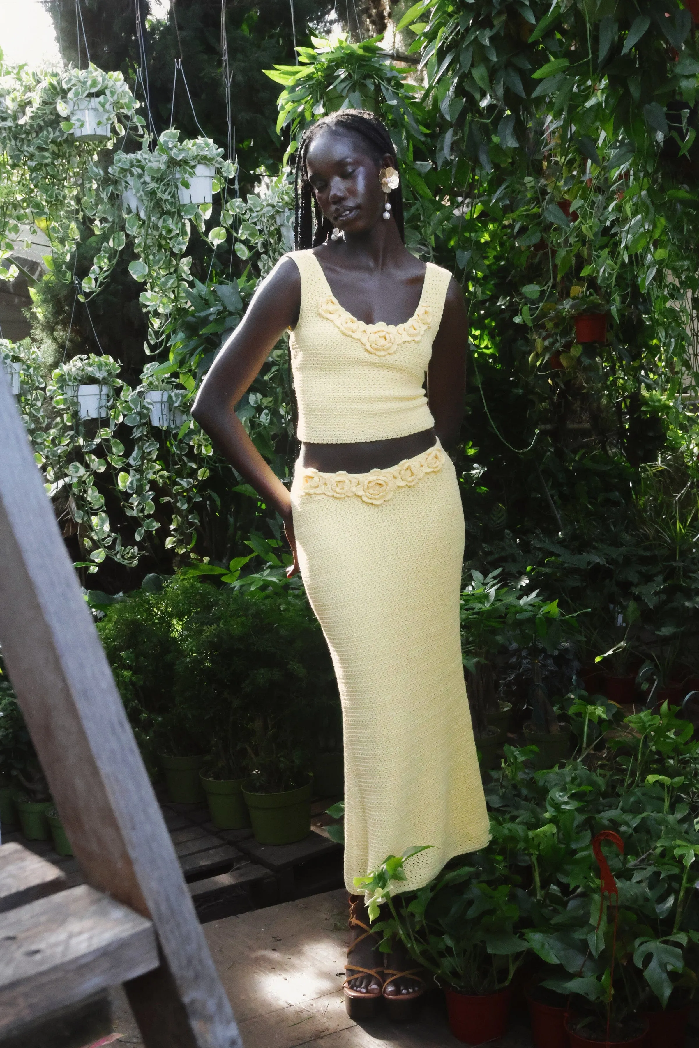 Cotton Blend Rosette Crochet Tank Top sold by Avec Les Filles product image thumbnail 3
