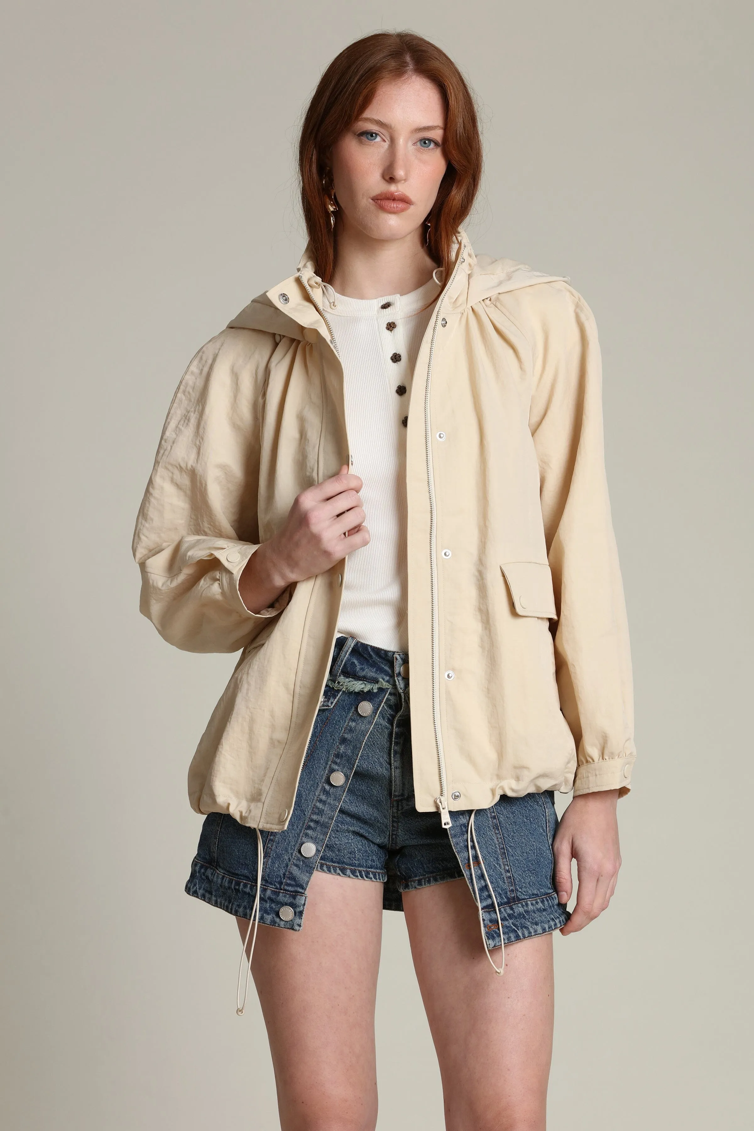 Nylon Balloon Sleeve Windbreaker sold by Avec Les Filles