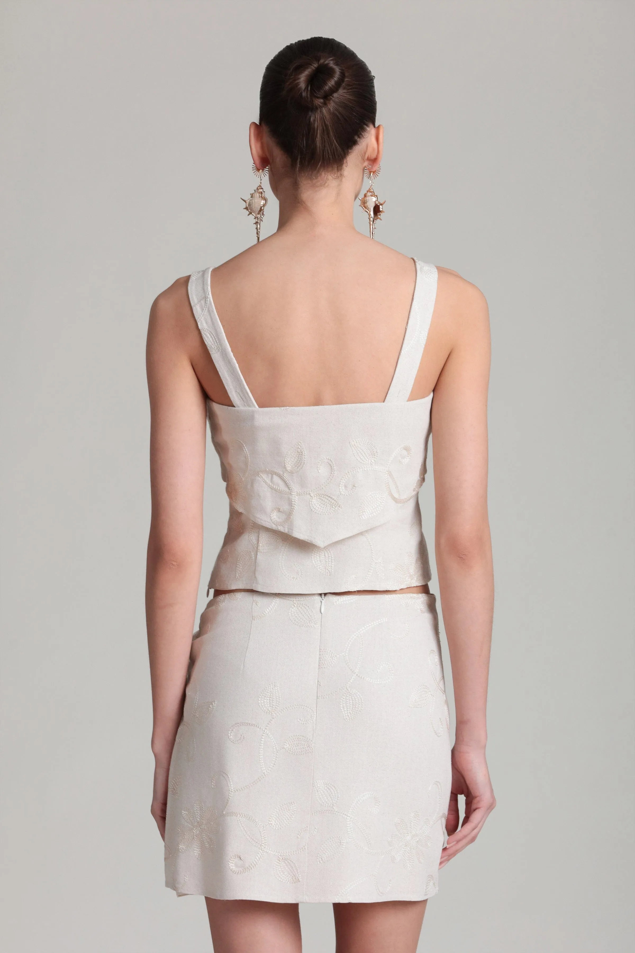 Embroidered Linen Blend Tie Front Top sold by Avec Les Filles product image thumbnail 5