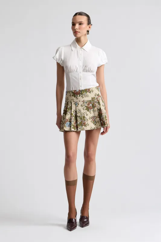 Floral Brocade Pleated Mini Skort made by Avec Les Filles