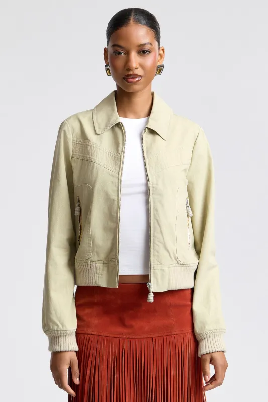 Washed Cotton Zip Front Bomber Jacket made by Avec Les Filles