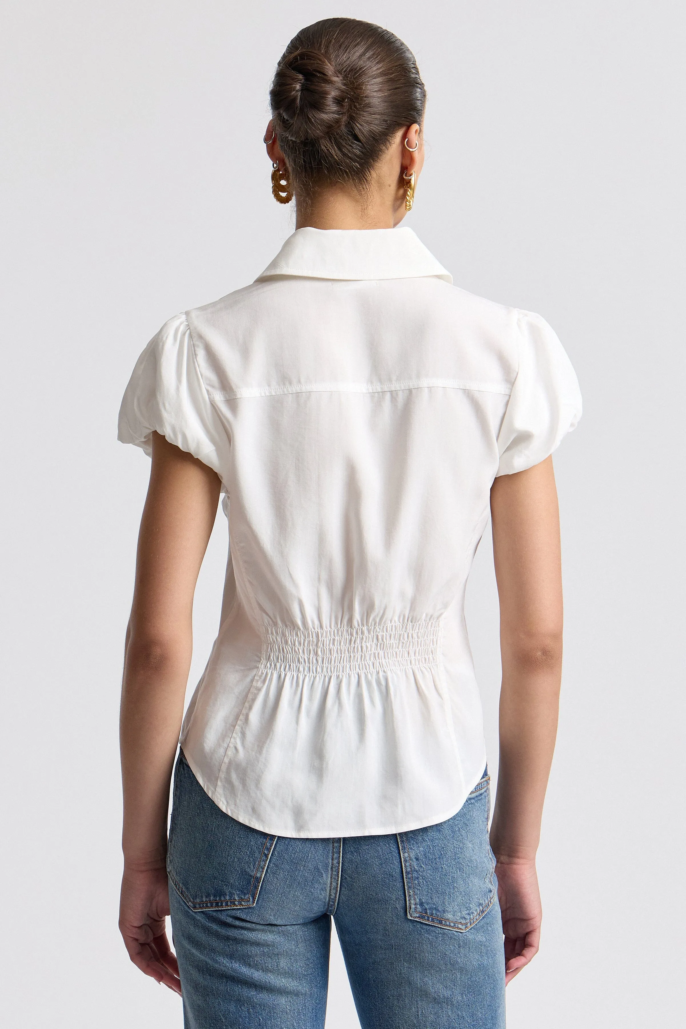 Lyocell Blend Puff Sleeve Button Front Top sold by Avec Les Filles product image thumbnail 5