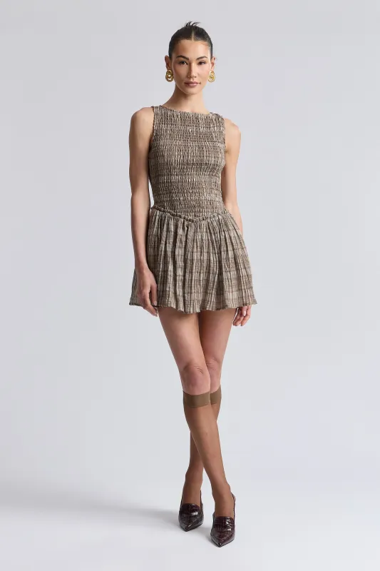 Plaid Smocked Drop-Waist Mini Dress made by Avec Les Filles