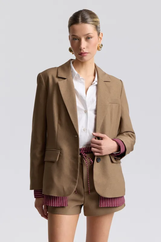 Layered Trim Cotton Blend Blazer made by Avec Les Filles