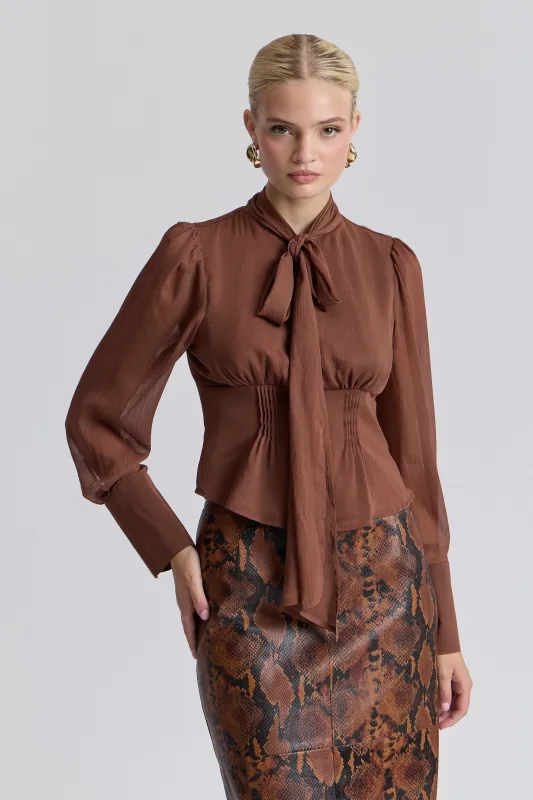 Tie-Neck Chiffon Blouse made by Avec Les Filles