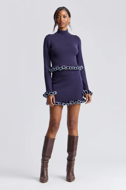 Ruffle Trim Knit Mini Skirt made by Avec Les Filles
