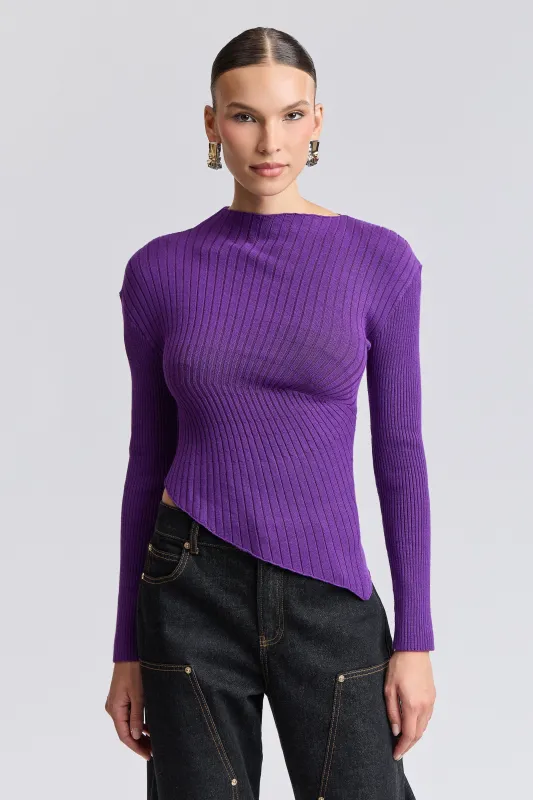 Radial Knit Asymmetric Sweater made by Avec Les Filles