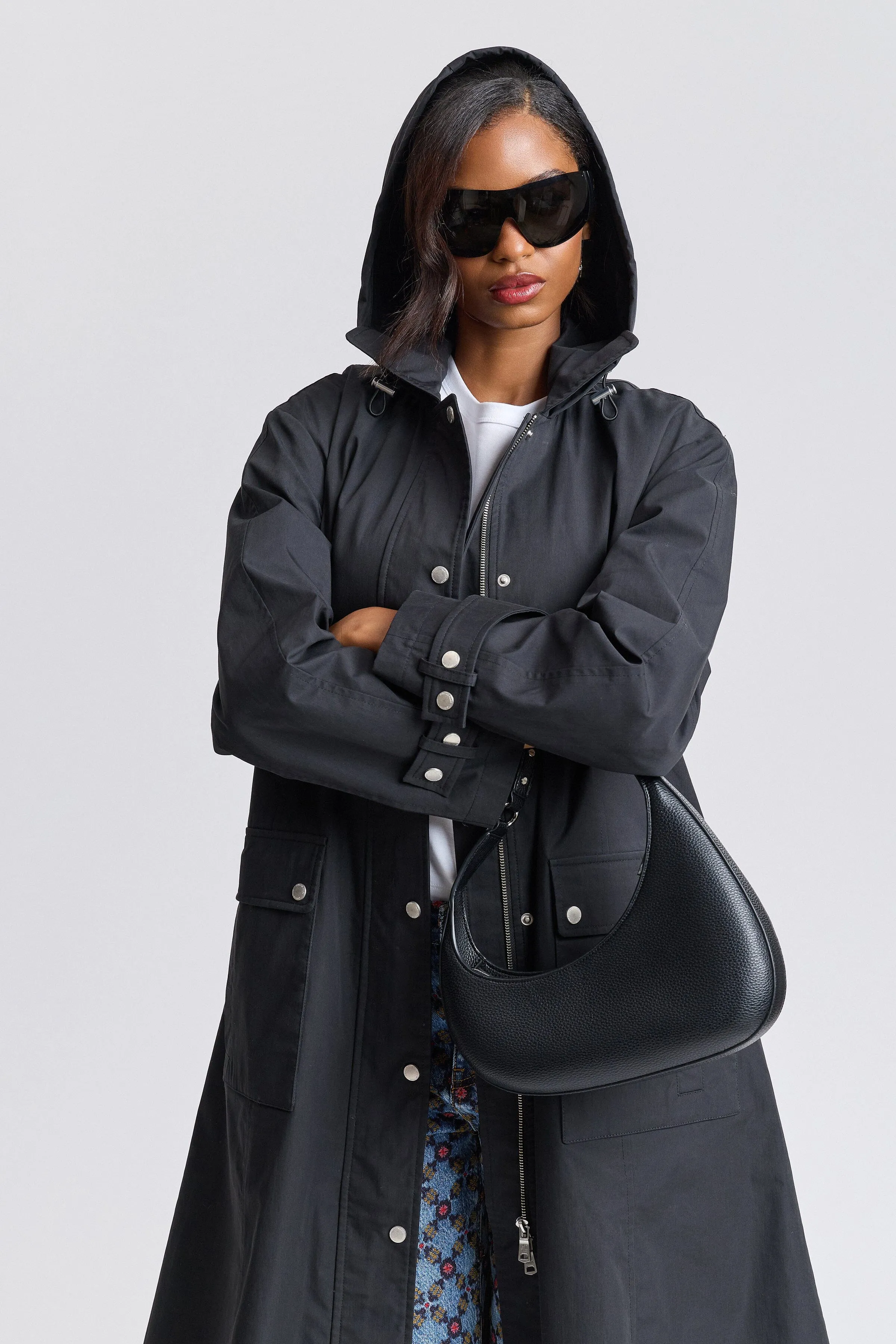 Utility Hooded Long Rain Jacket sold by Avec Les Filles product image thumbnail 2