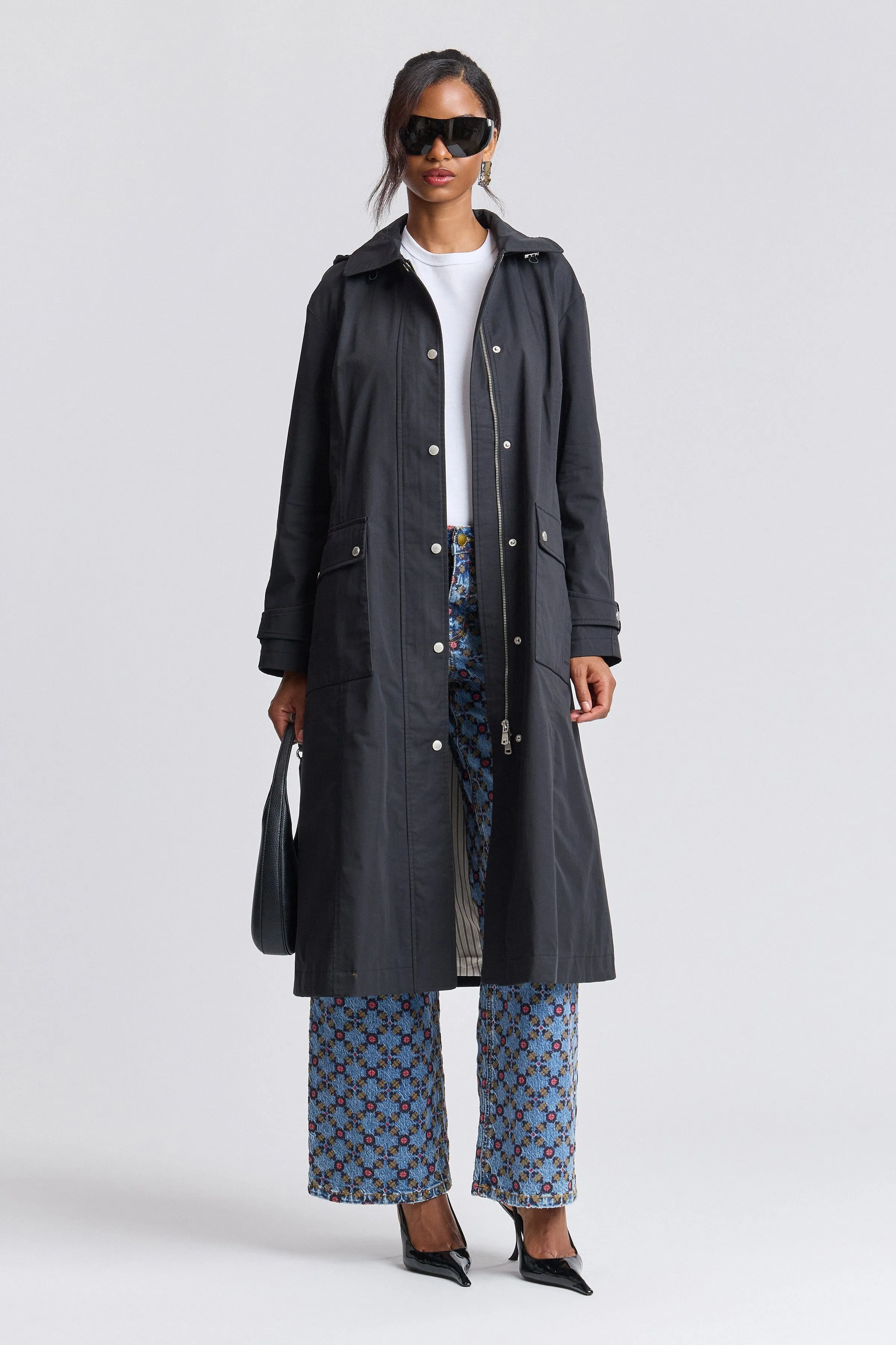 Utility Hooded Long Rain Jacket sold by Avec Les Filles