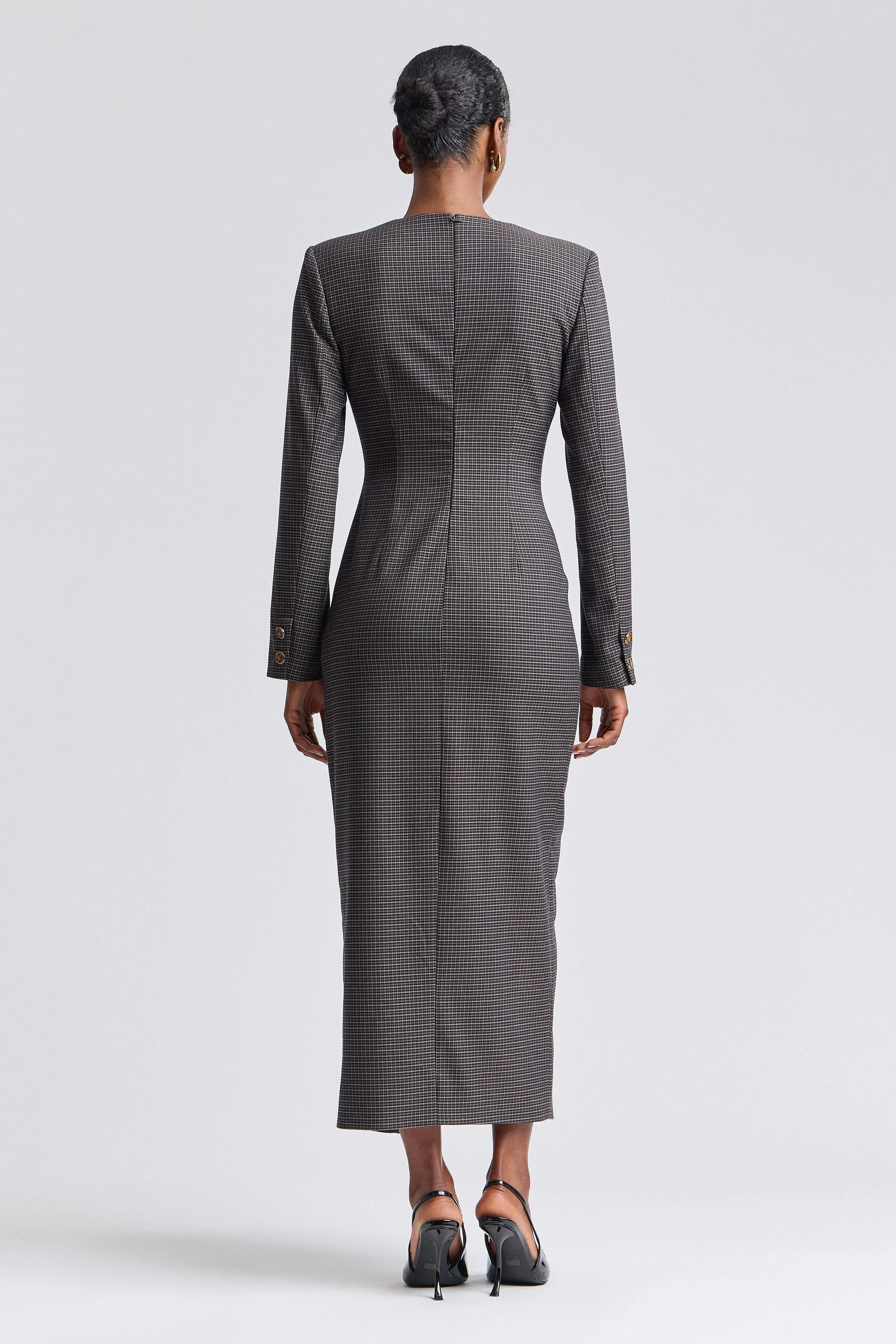 Double Breasted Plaid Maxi Dress sold by Avec Les Filles product image thumbnail 5