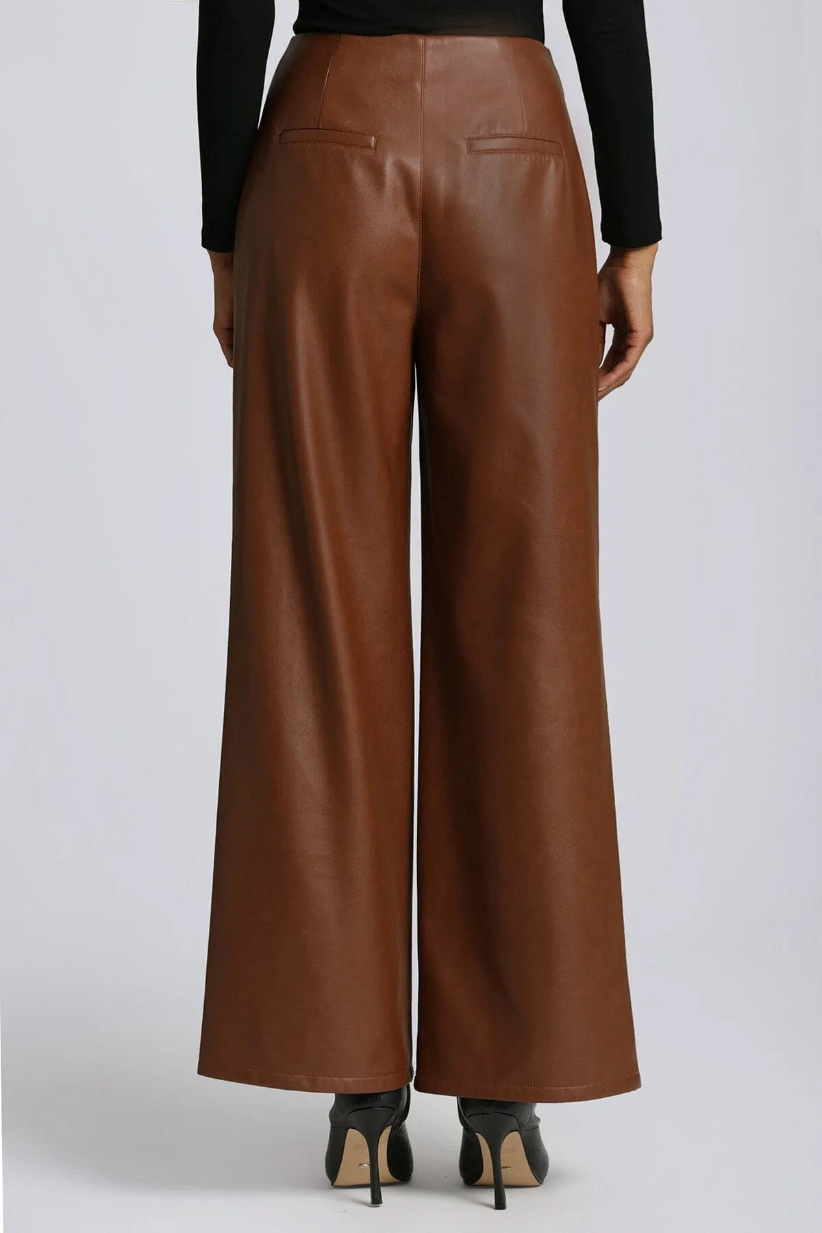 Faux-Ever Leather™ Pleated Wide Leg Trouser sold by Avec Les Filles product image thumbnail 5