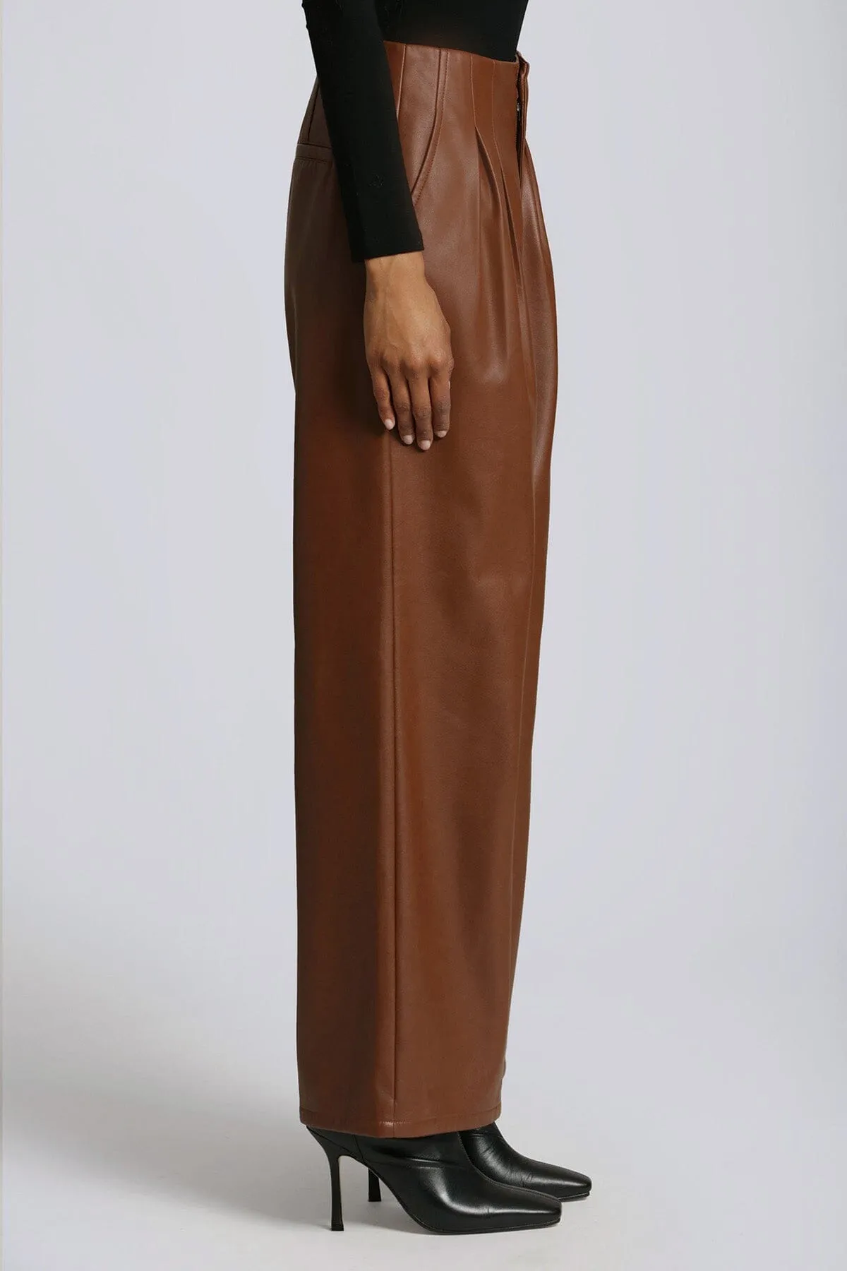 Faux-Ever Leather™ Pleated Wide Leg Trouser sold by Avec Les Filles product image thumbnail 4