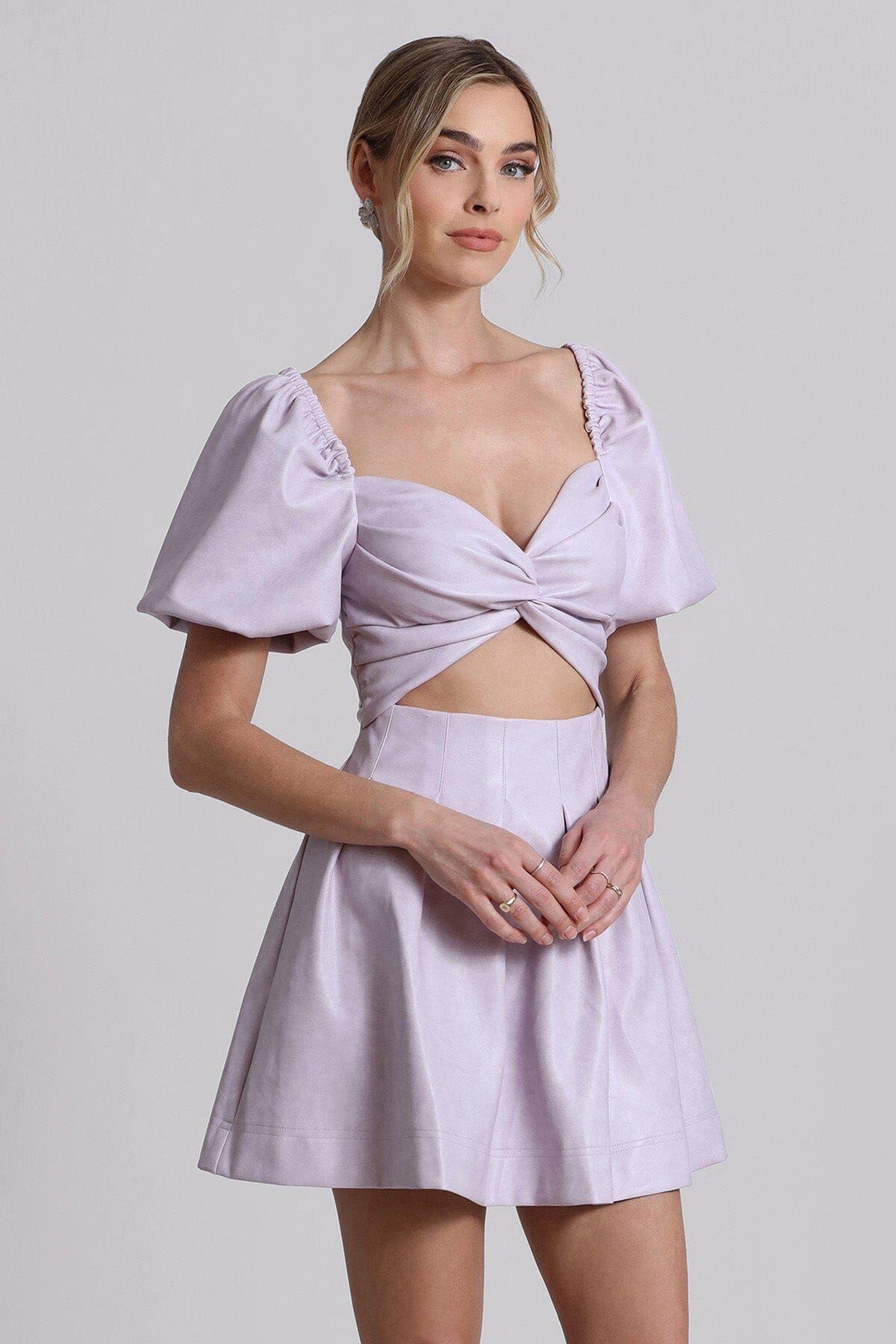 Faux-Ever Leather™ Puff Sleeve Babydoll Dress sold by Avec Les Filles product image thumbnail 4