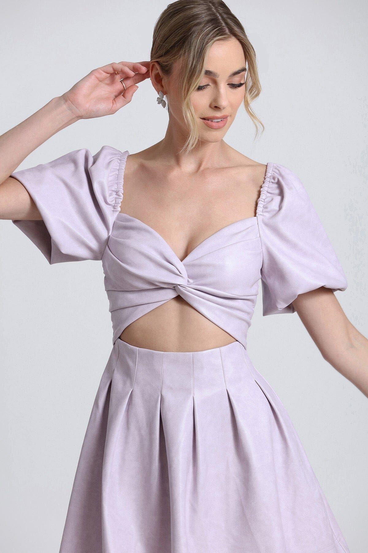 Faux-Ever Leather™ Puff Sleeve Babydoll Dress sold by Avec Les Filles product image thumbnail 2