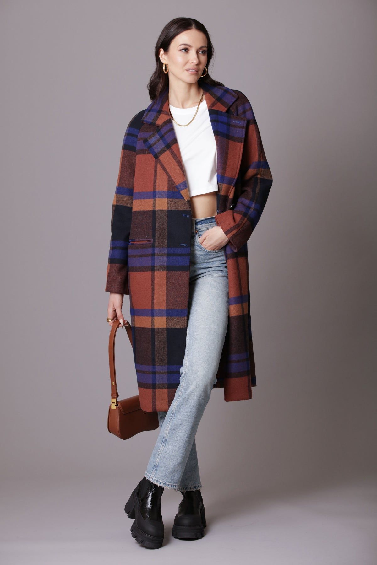 Double-Face Plaid Relaxed Walker Coat sold by Avec Les Filles