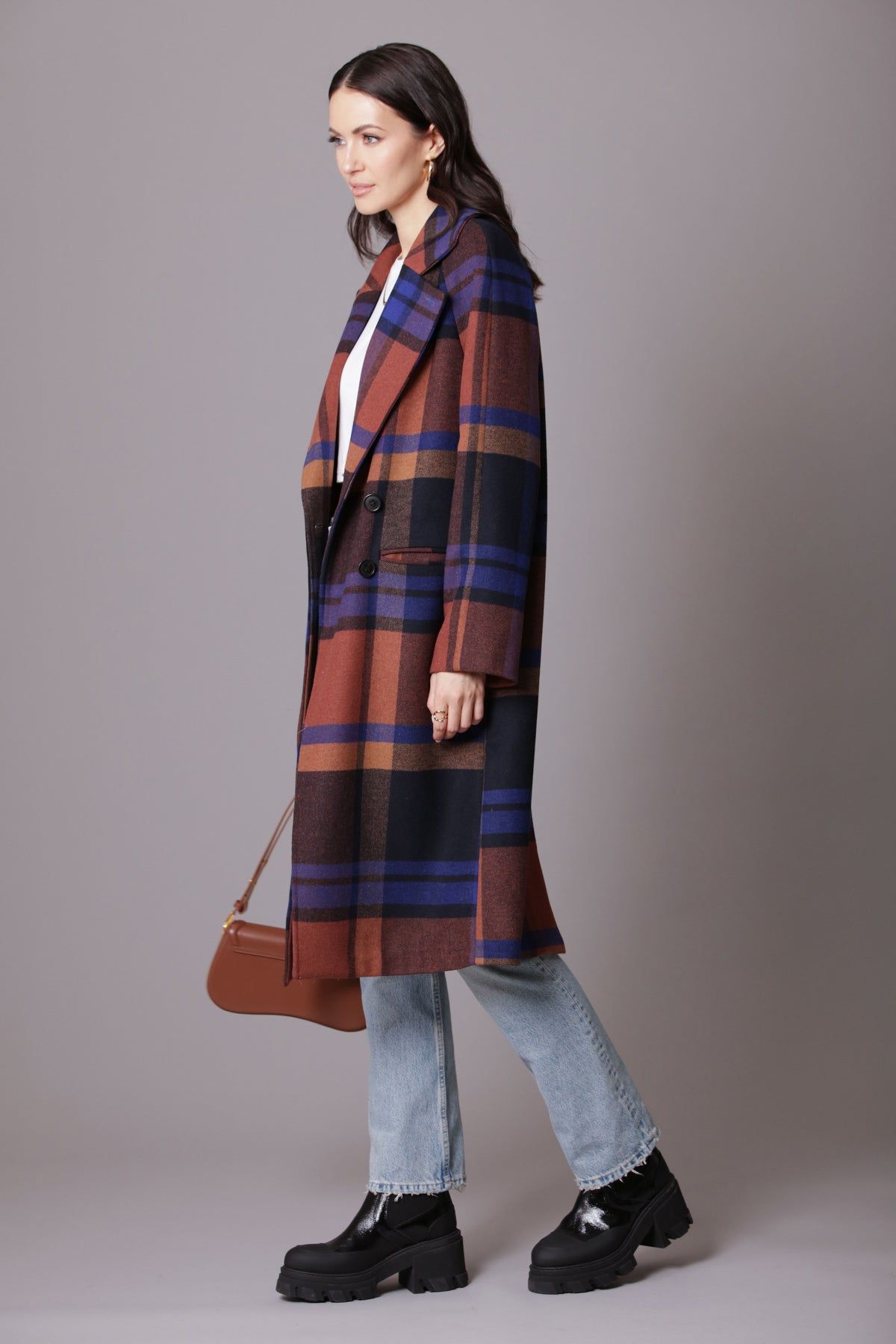 Double-Face Plaid Relaxed Walker Coat sold by Avec Les Filles product image thumbnail 4