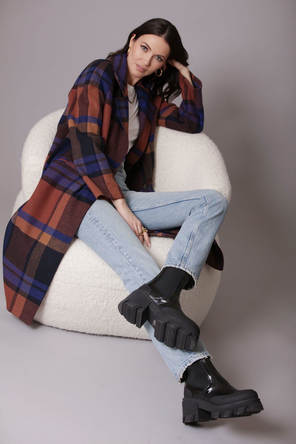 Double-Face Plaid Relaxed Walker Coat sold by Avec Les Filles product image thumbnail 2