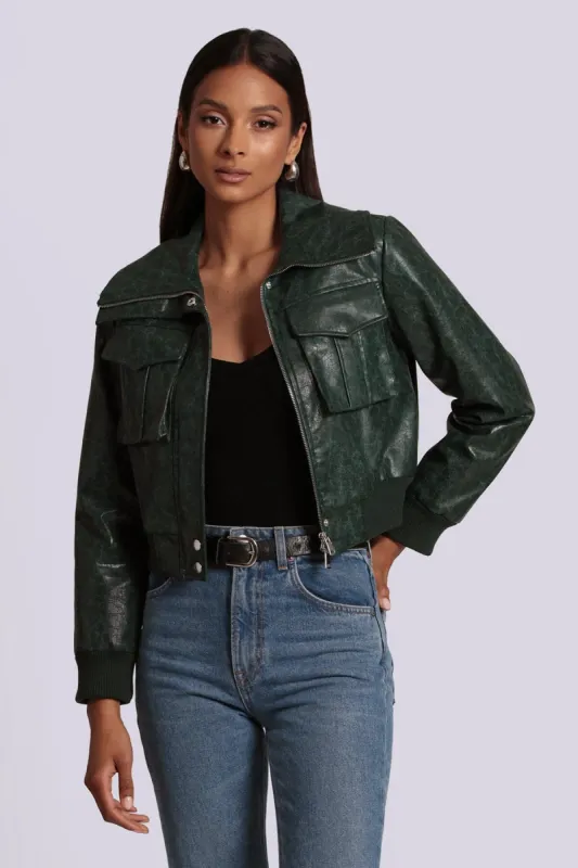 Faux-Ever Leather™ Cropped Aviator Jacket sold by Avec Les Filles