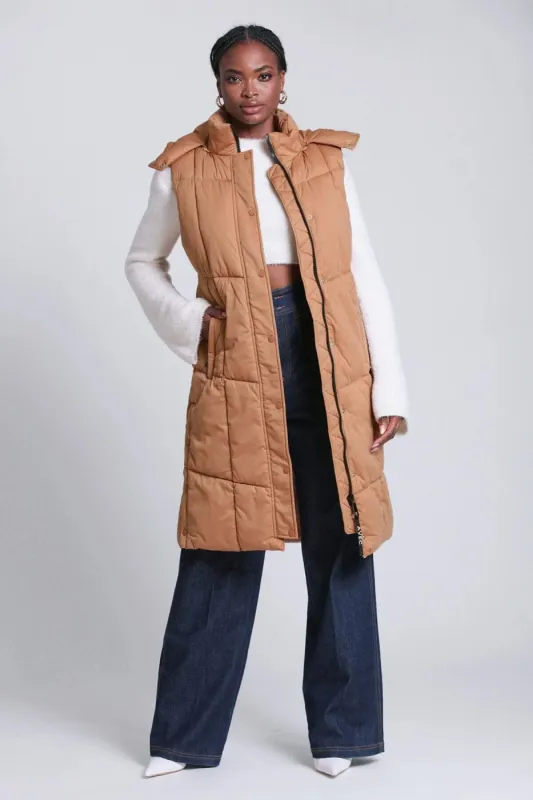 Longline Hooded Puffer Vest sold by Avec Les Filles
