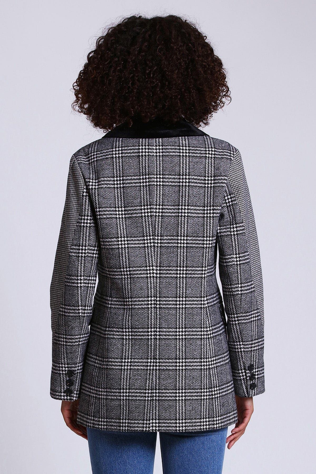 Houndstooth Mixed Media Double Breasted Blazer sold by Avec Les Filles product image thumbnail 6