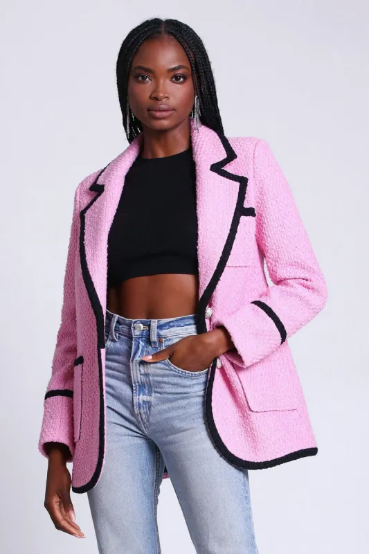 Contrast Trim Wool Blend Tweed Blazer sold by Avec Les Filles