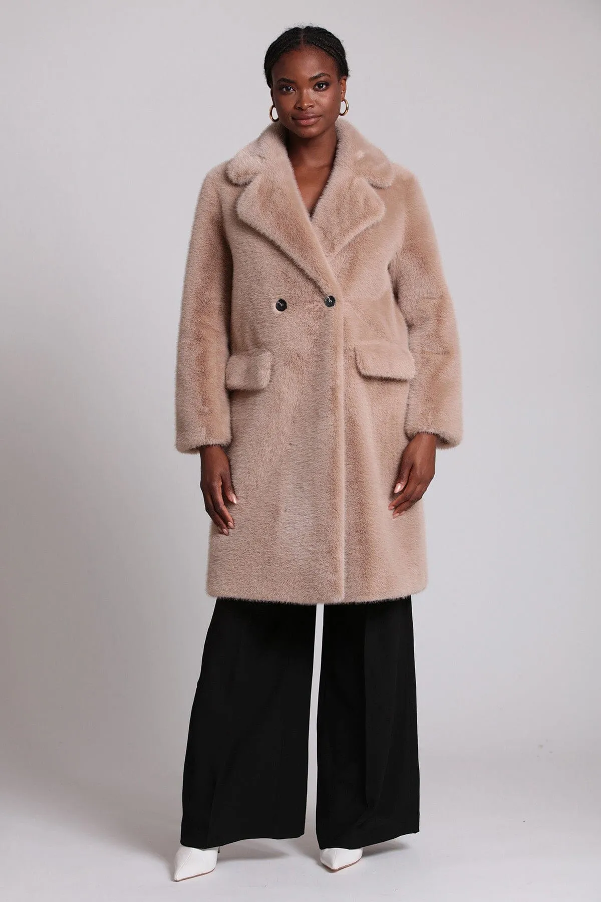 Double-Breasted Faux Mink Fur Coat sold by Avec Les Filles product image thumbnail 2