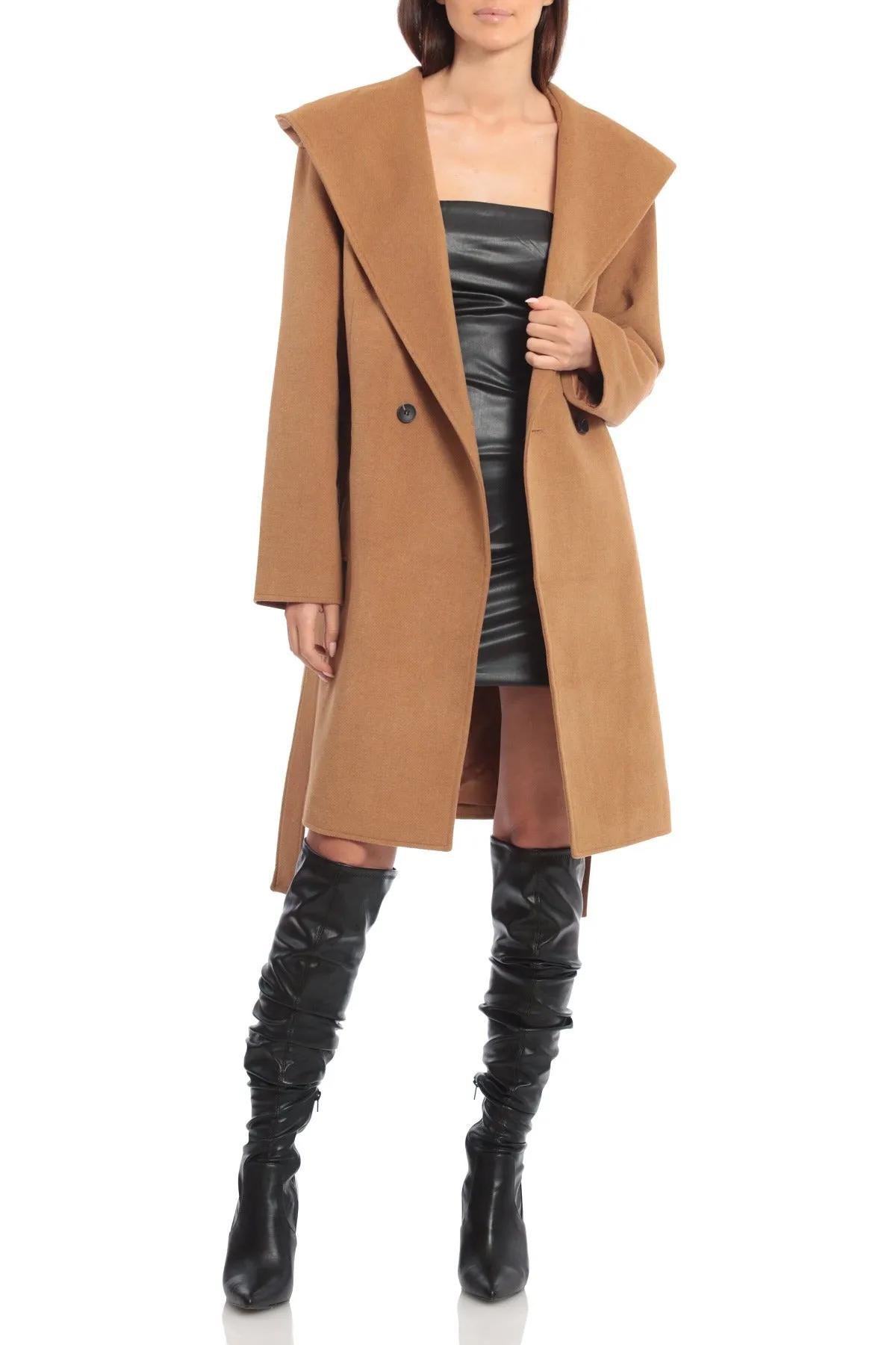 Twill Hooded Robe Coat sold by Avec Les Filles product image thumbnail 2