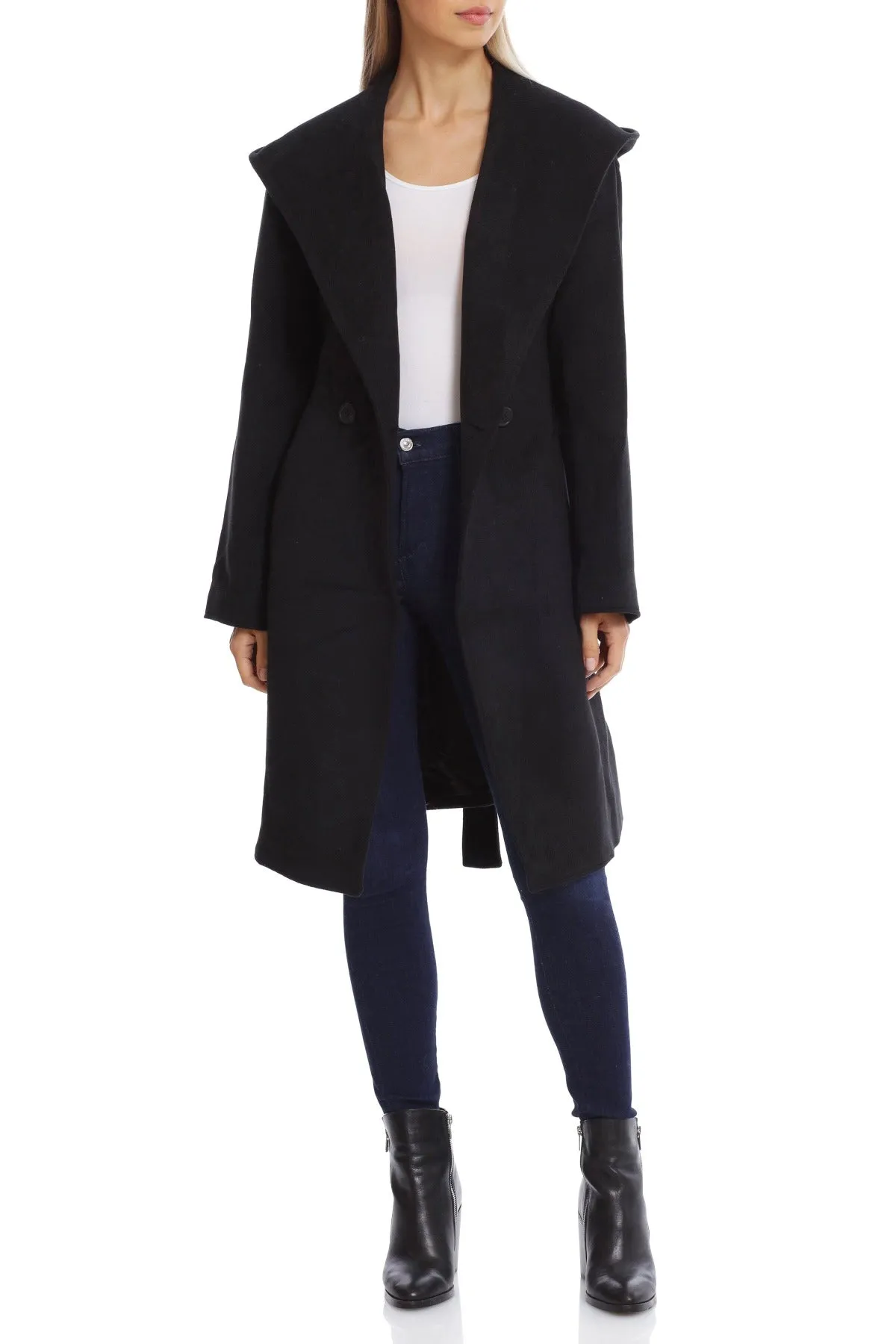 Twill Hooded Robe Coat sold by Avec Les Filles product image thumbnail 3