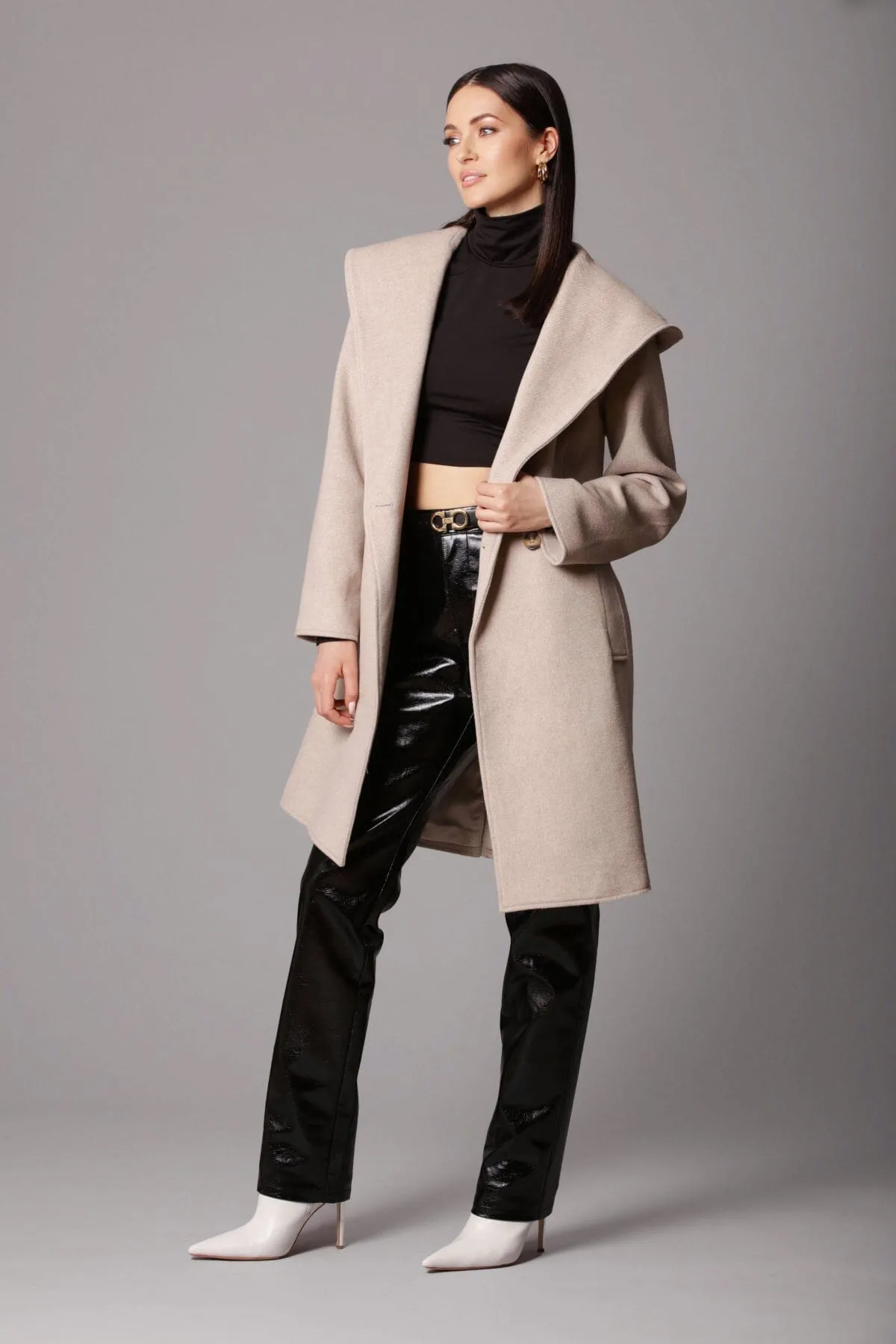 Twill Hooded Robe Coat sold by Avec Les Filles product image thumbnail 5