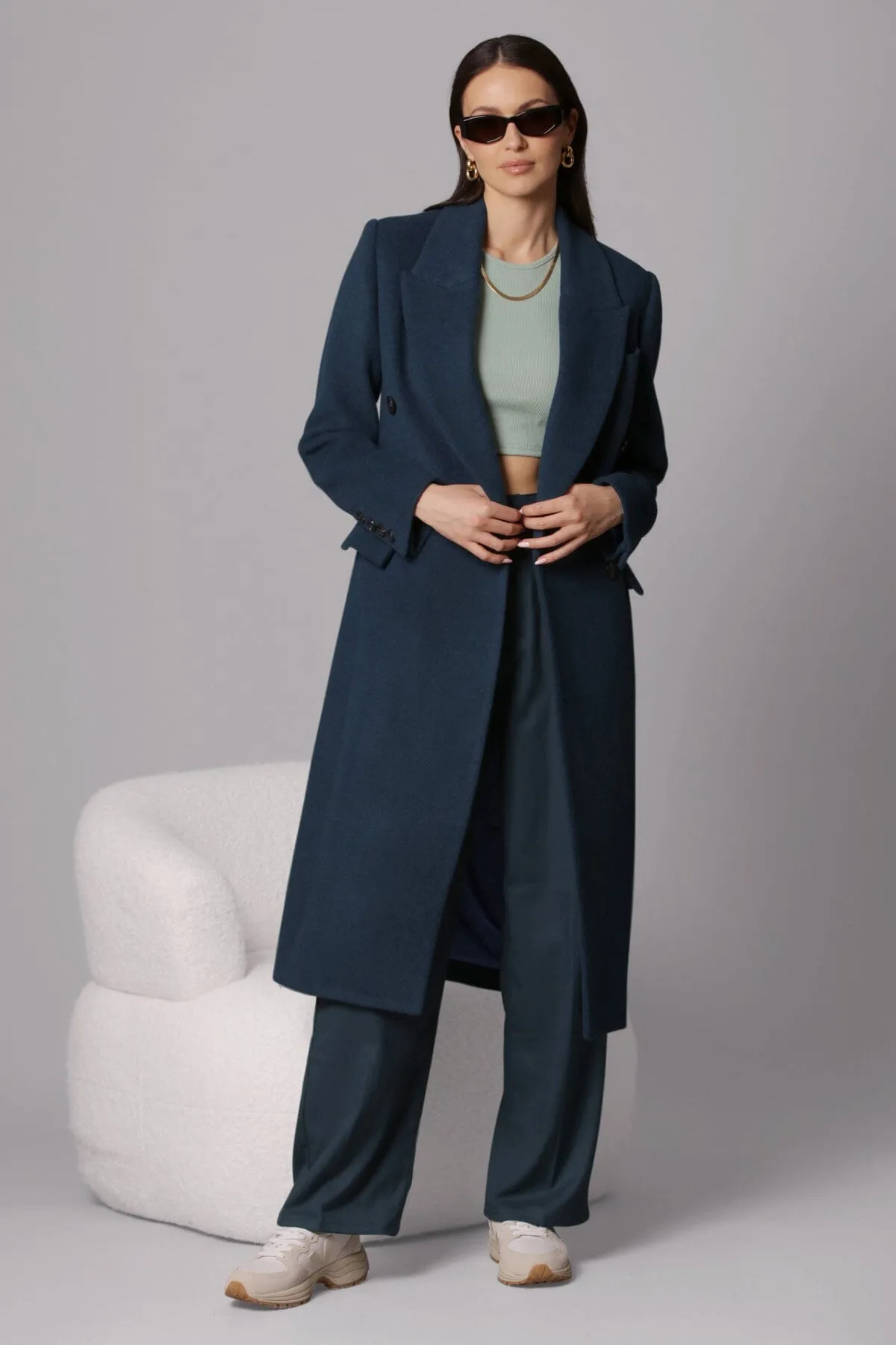 Wool Blend Double-Breasted Tailored Coat sold by Avec Les Filles product image thumbnail 4