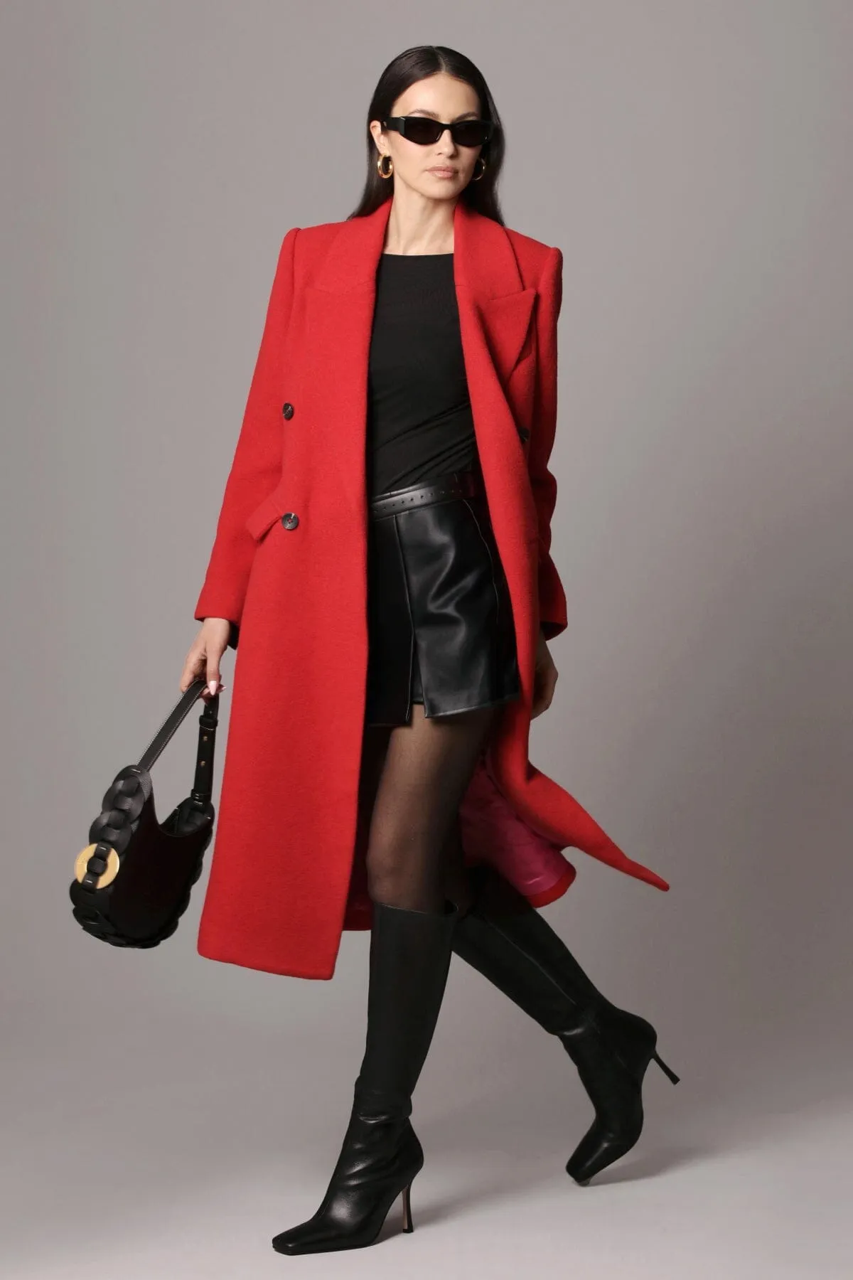 Wool Blend Double-Breasted Tailored Coat sold by Avec Les Filles product image thumbnail 3