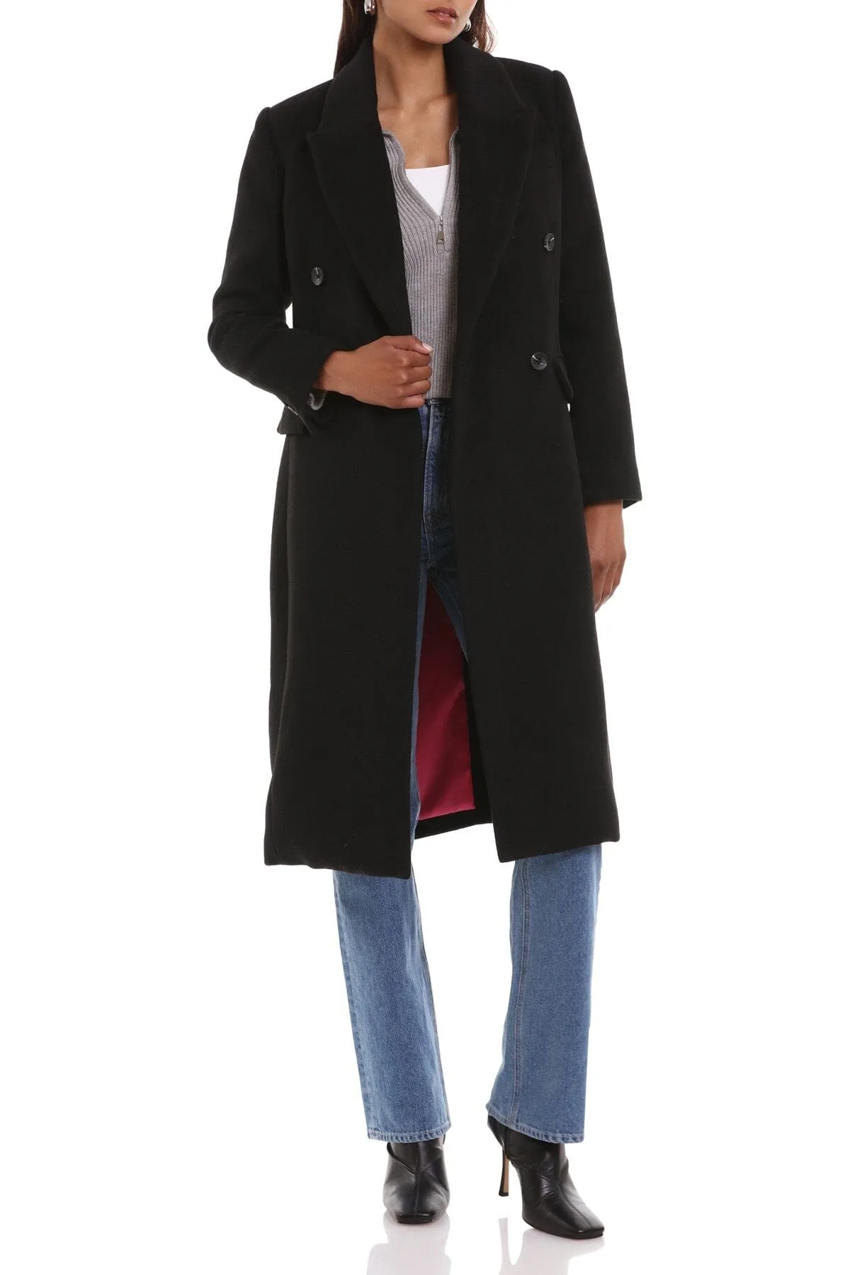 Wool Blend Double-Breasted Tailored Coat sold by Avec Les Filles product image thumbnail 2