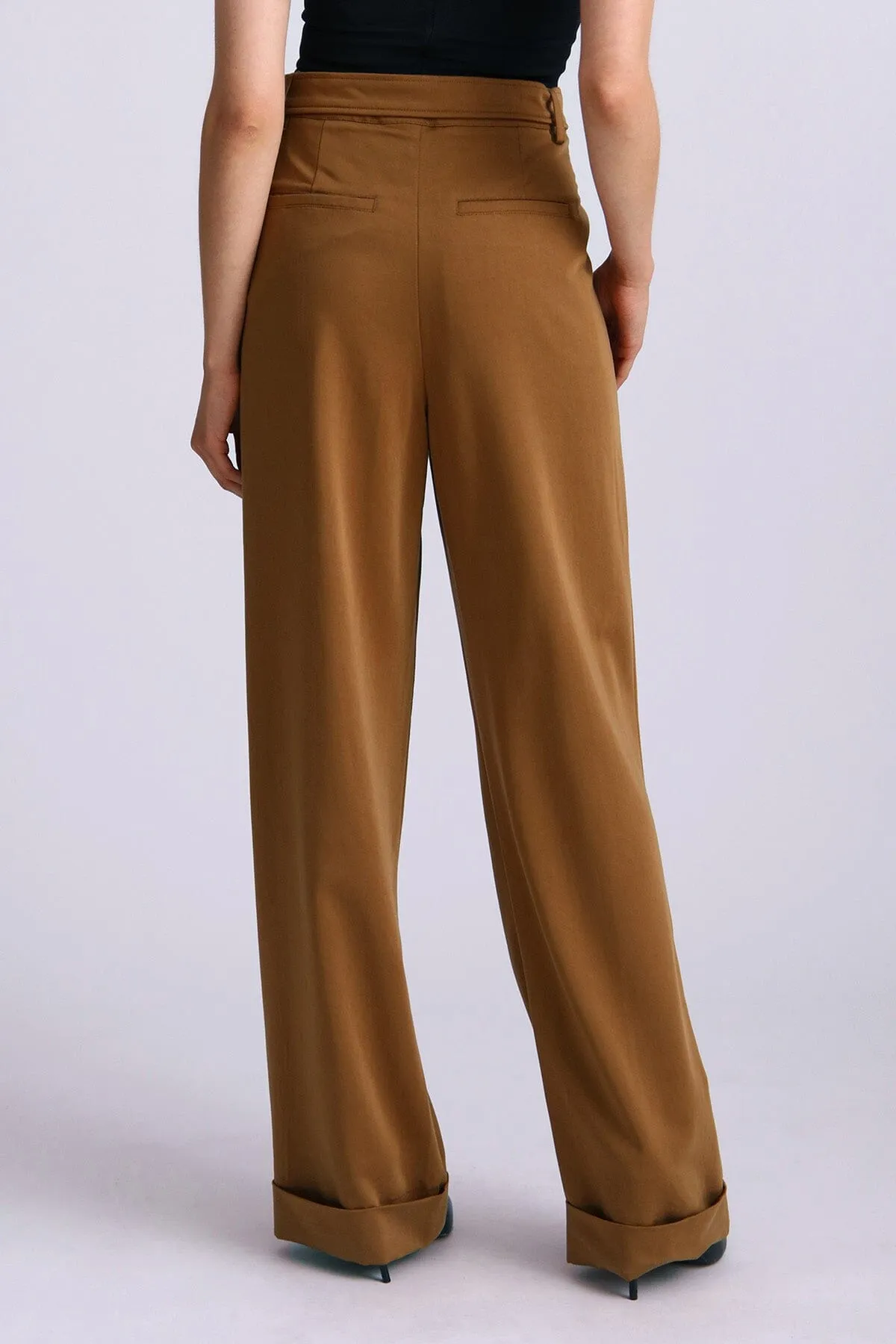 Lyocell Blend Belted Wide Leg Trouser sold by Avec Les Filles product image thumbnail 5