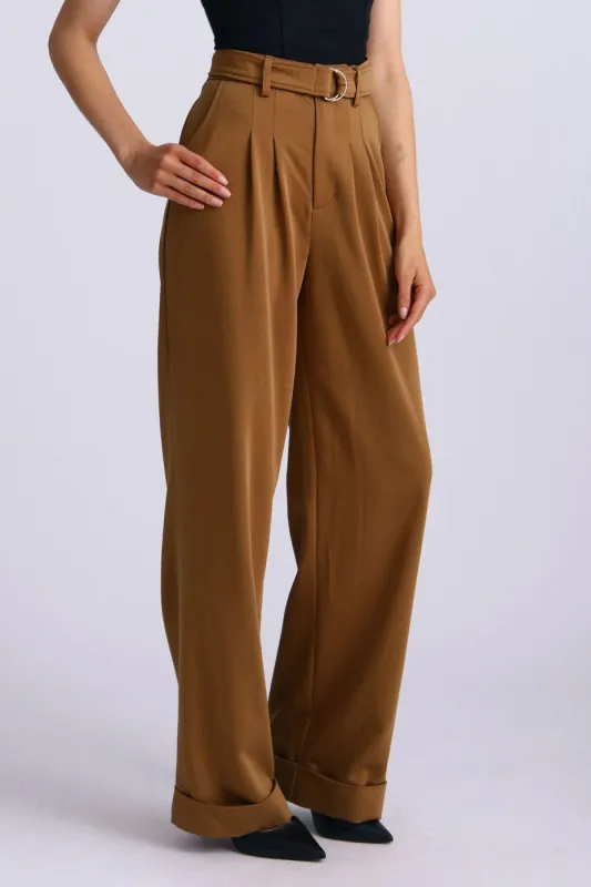 Lyocell Blend Belted Wide Leg Trouser sold by Avec Les Filles