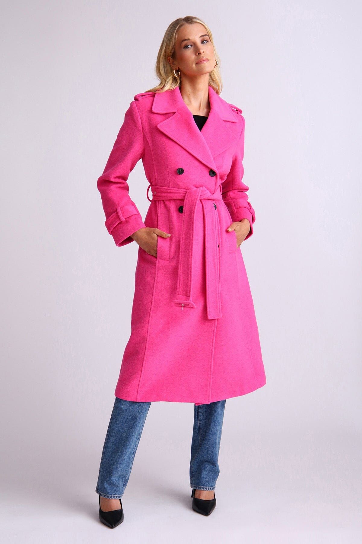 Strong Shoulder Belted Trench Coat sold by Avec Les Filles
