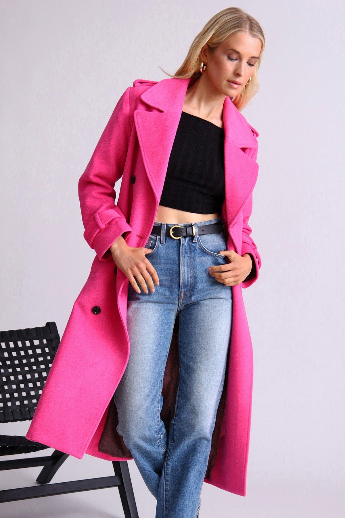 Strong Shoulder Belted Trench Coat sold by Avec Les Filles product image thumbnail 3