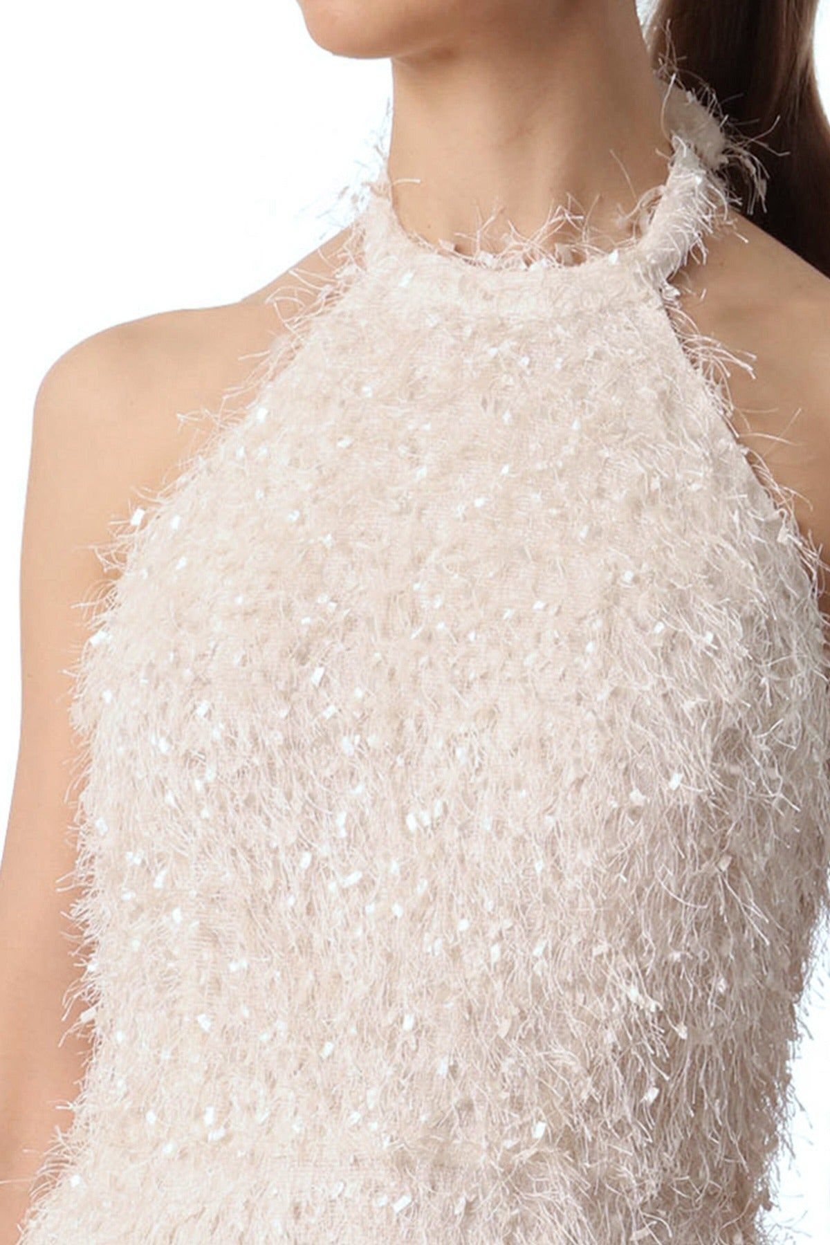 Fuzzy Knit Fit-and-Flare Halter Dress sold by Avec Les Filles product image thumbnail 7