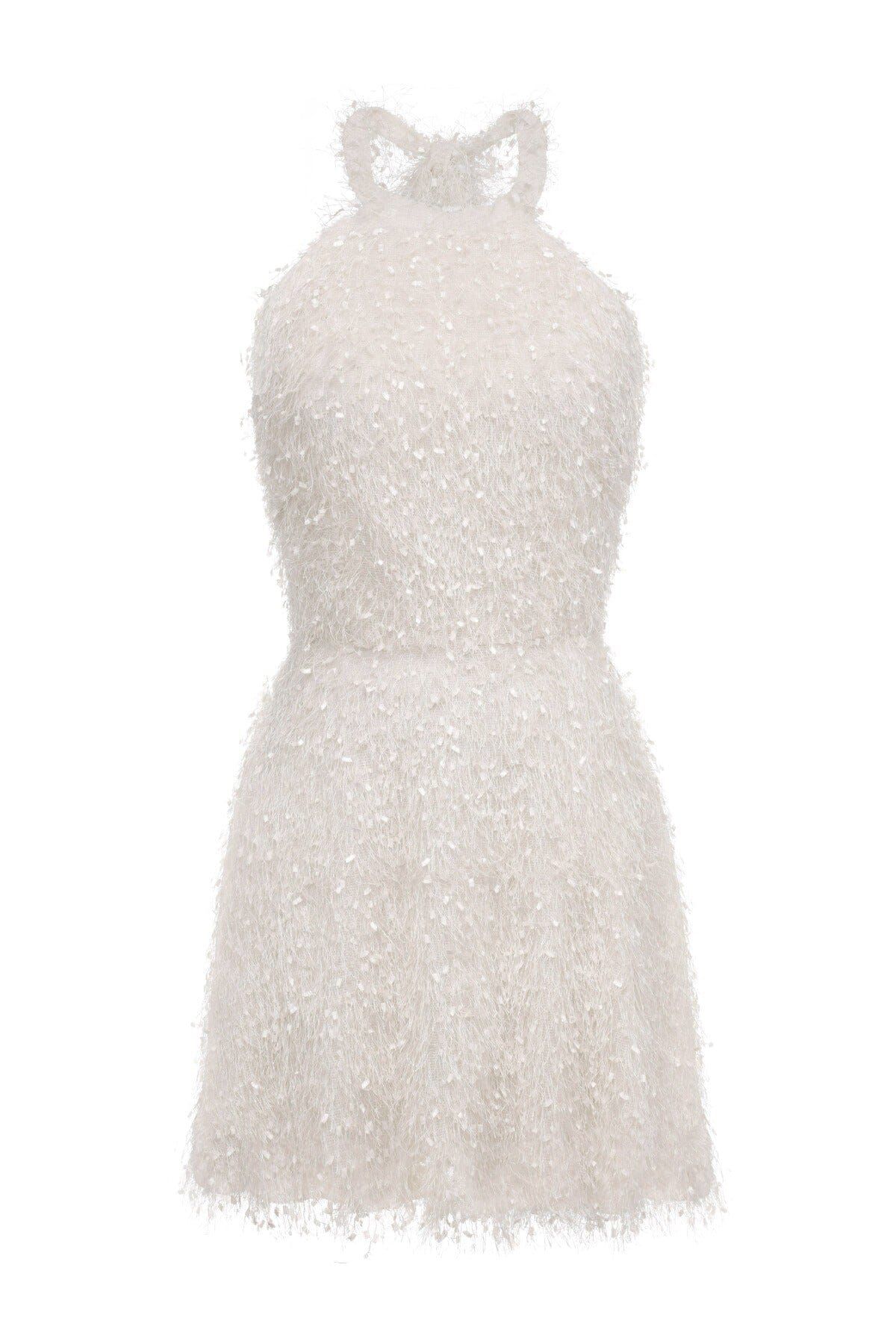 Fuzzy Knit Fit-and-Flare Halter Dress sold by Avec Les Filles product image thumbnail 8