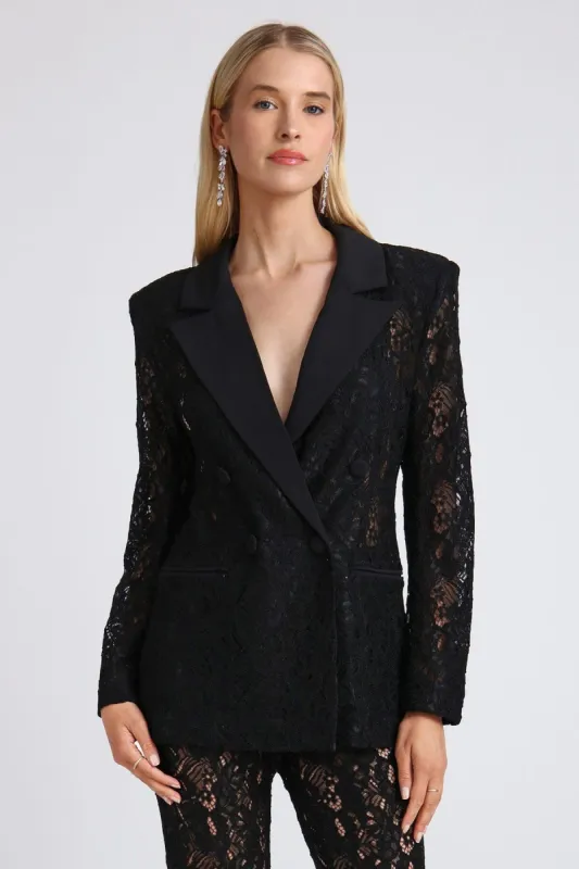 Double-Breasted Lace Blazer sold by Avec Les Filles