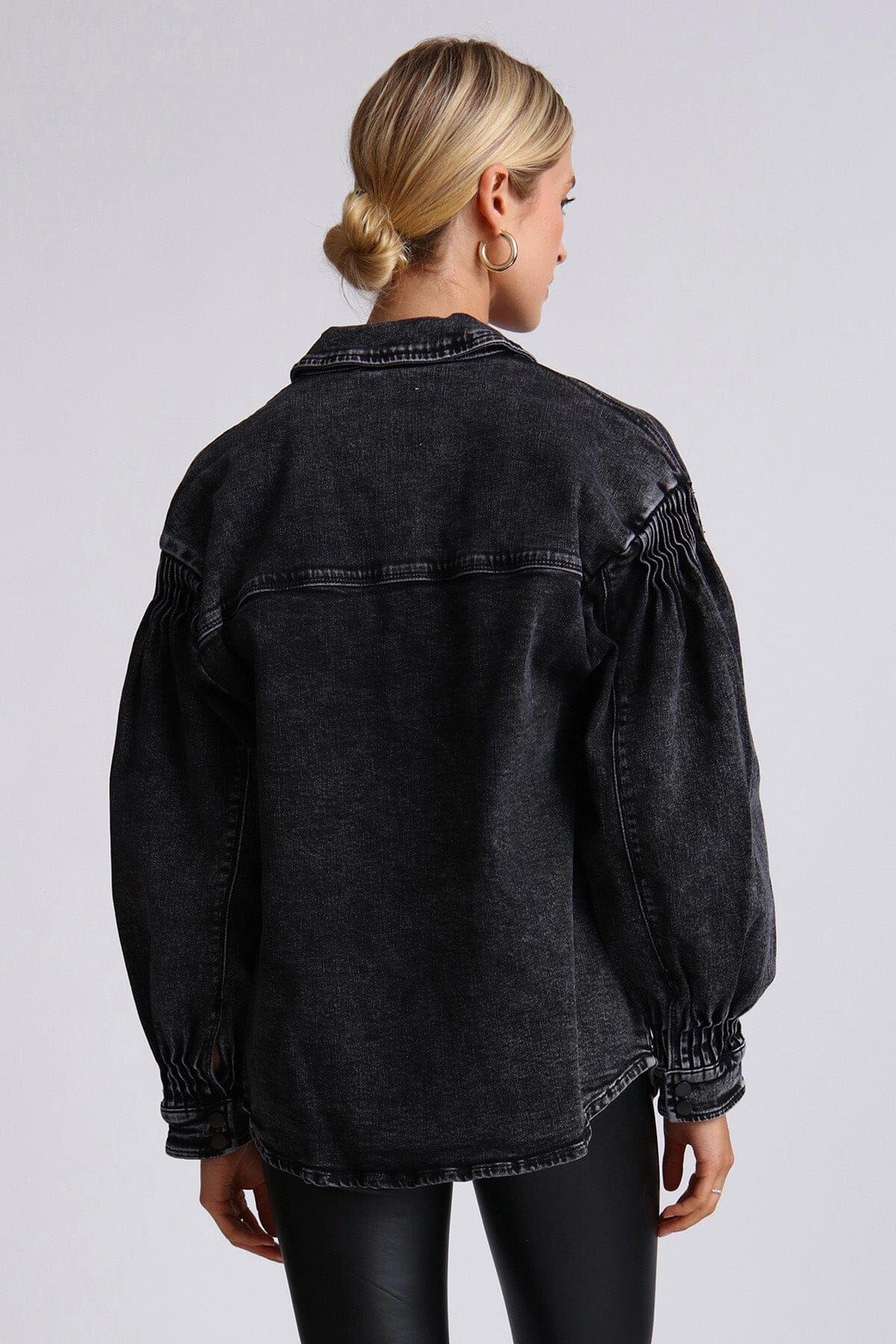 Acid Wash Denim Shacket sold by Avec Les Filles product image thumbnail 6