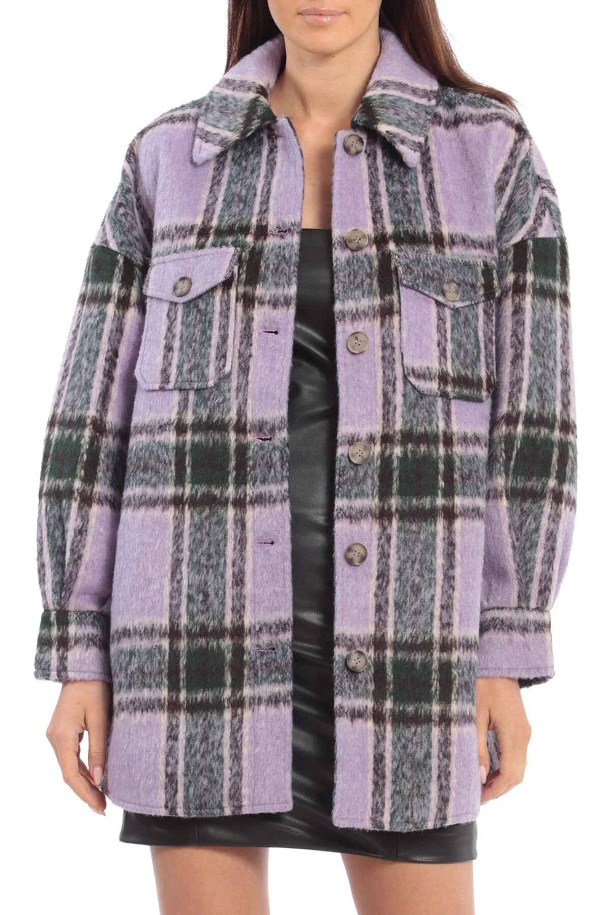Oversized Brushed Plaid Shacket sold by Avec Les Filles product image thumbnail 2