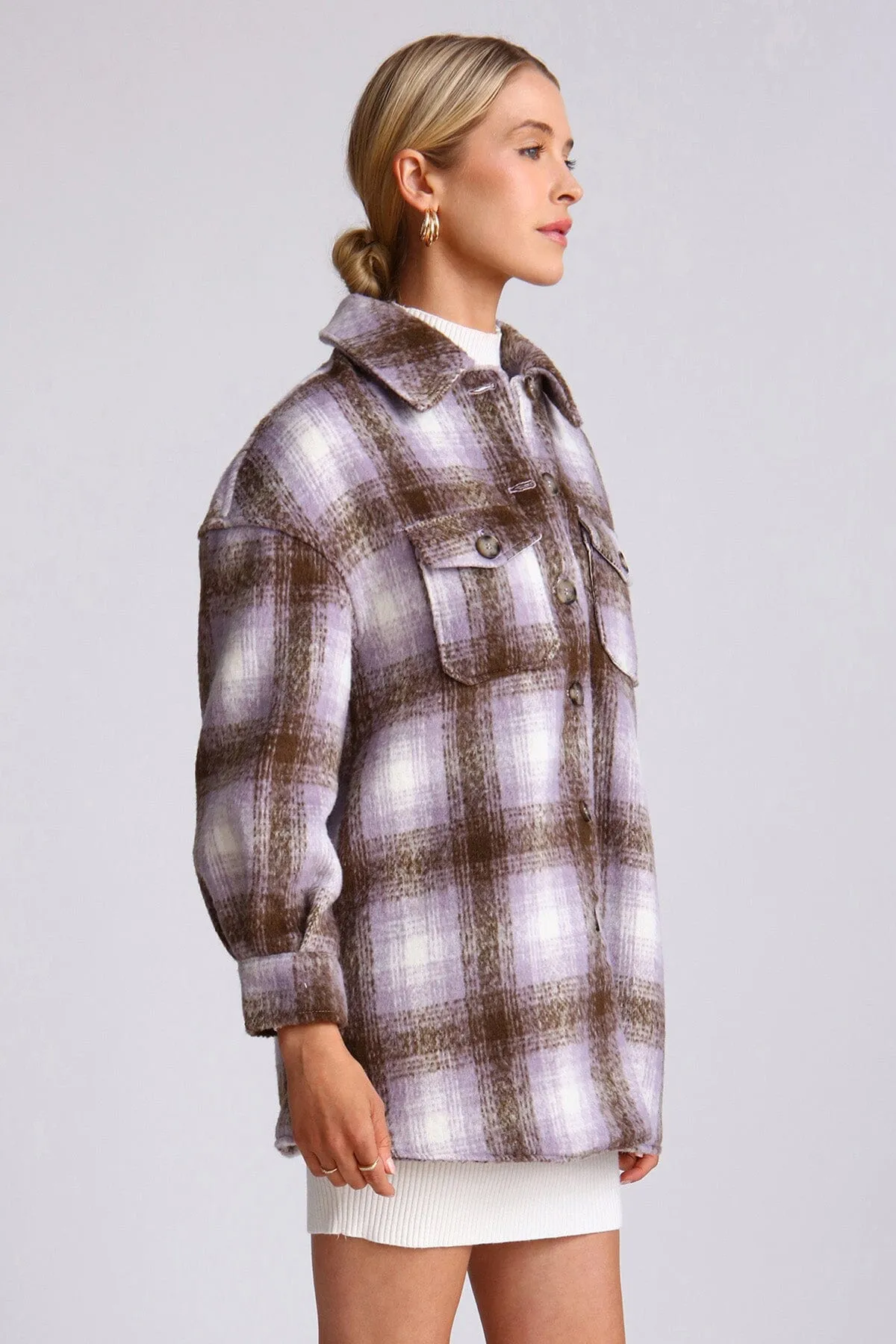 Oversized Brushed Plaid Shacket sold by Avec Les Filles product image thumbnail 4
