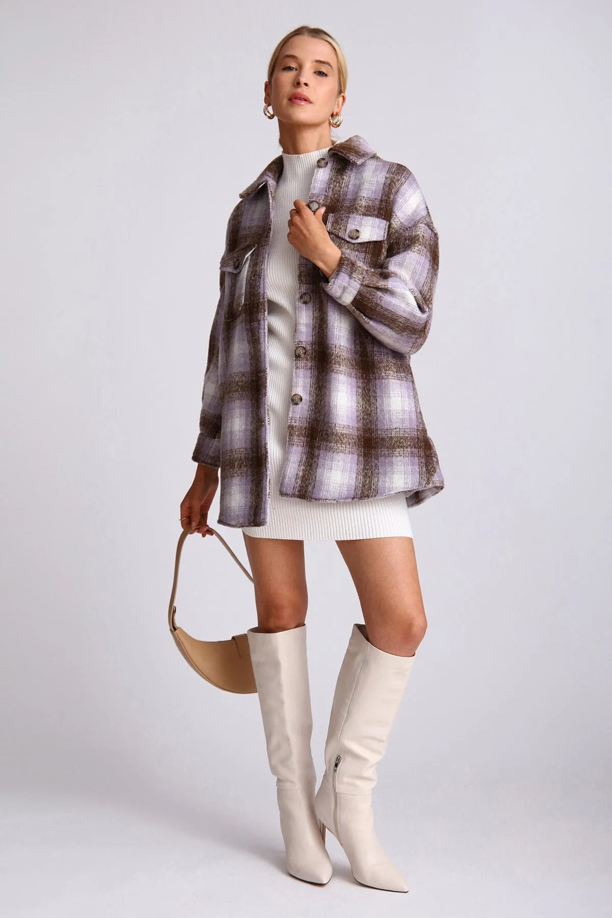 Oversized Brushed Plaid Shacket sold by Avec Les Filles product image thumbnail 3