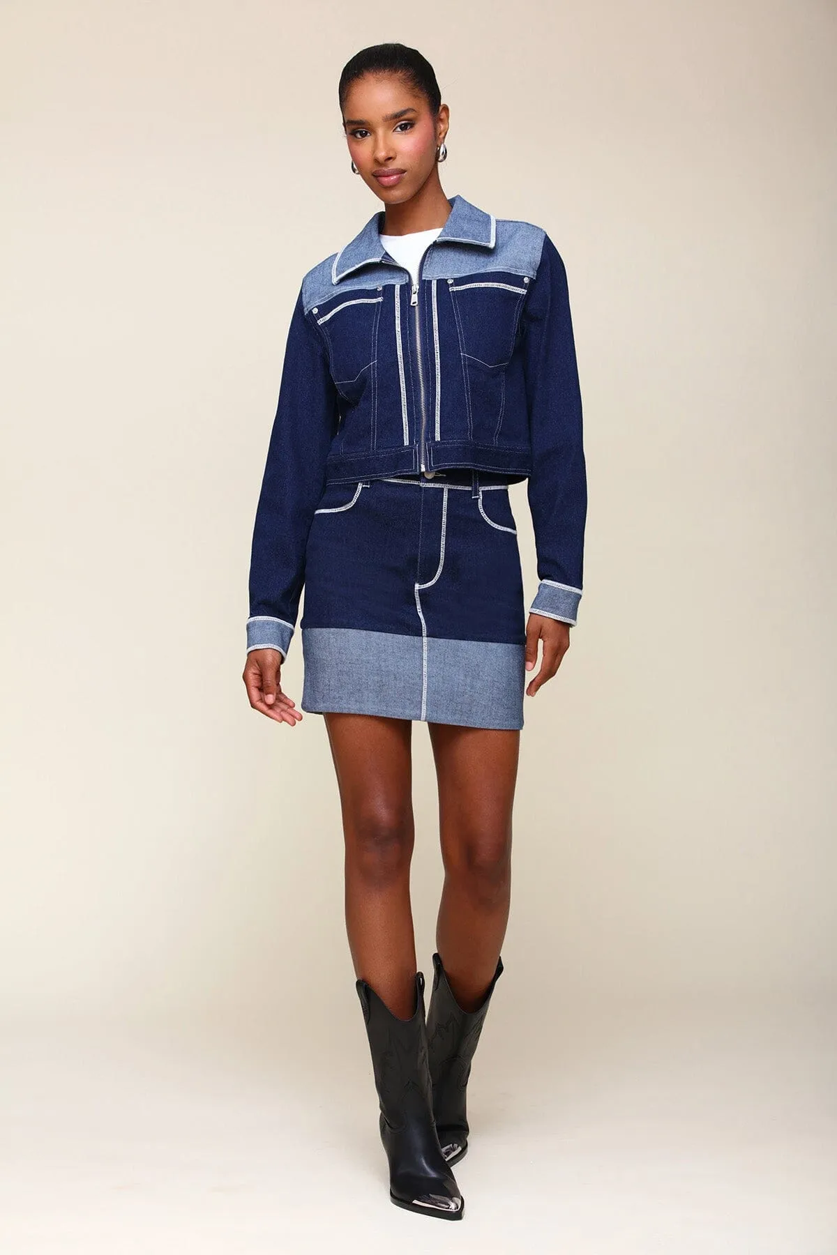 Two-Tone Denim Jacket sold by Avec Les Filles product image thumbnail 4