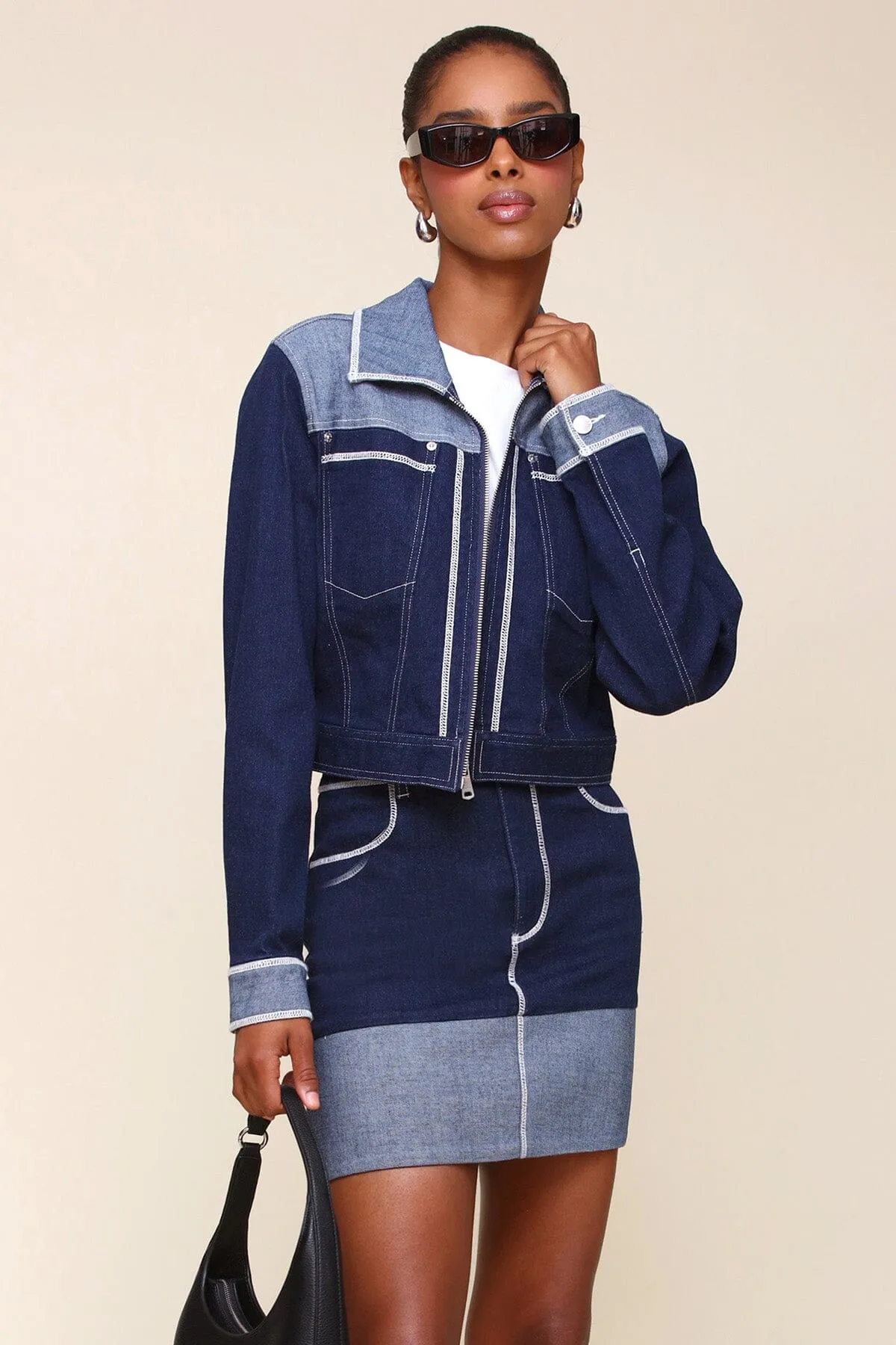 Two-Tone Denim Jacket sold by Avec Les Filles