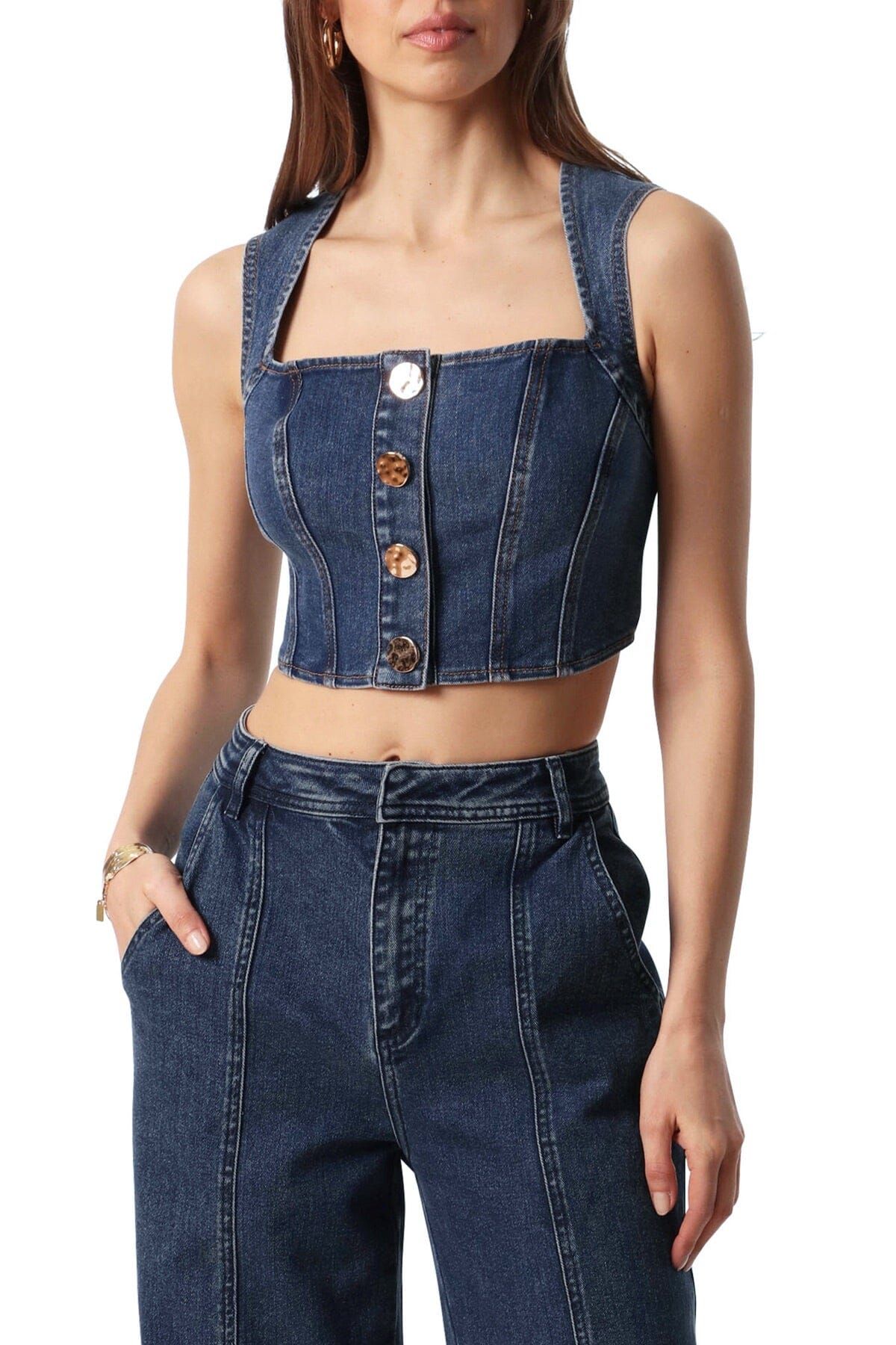Stretch Denim Bustier Top sold by Avec Les Filles product image thumbnail 2